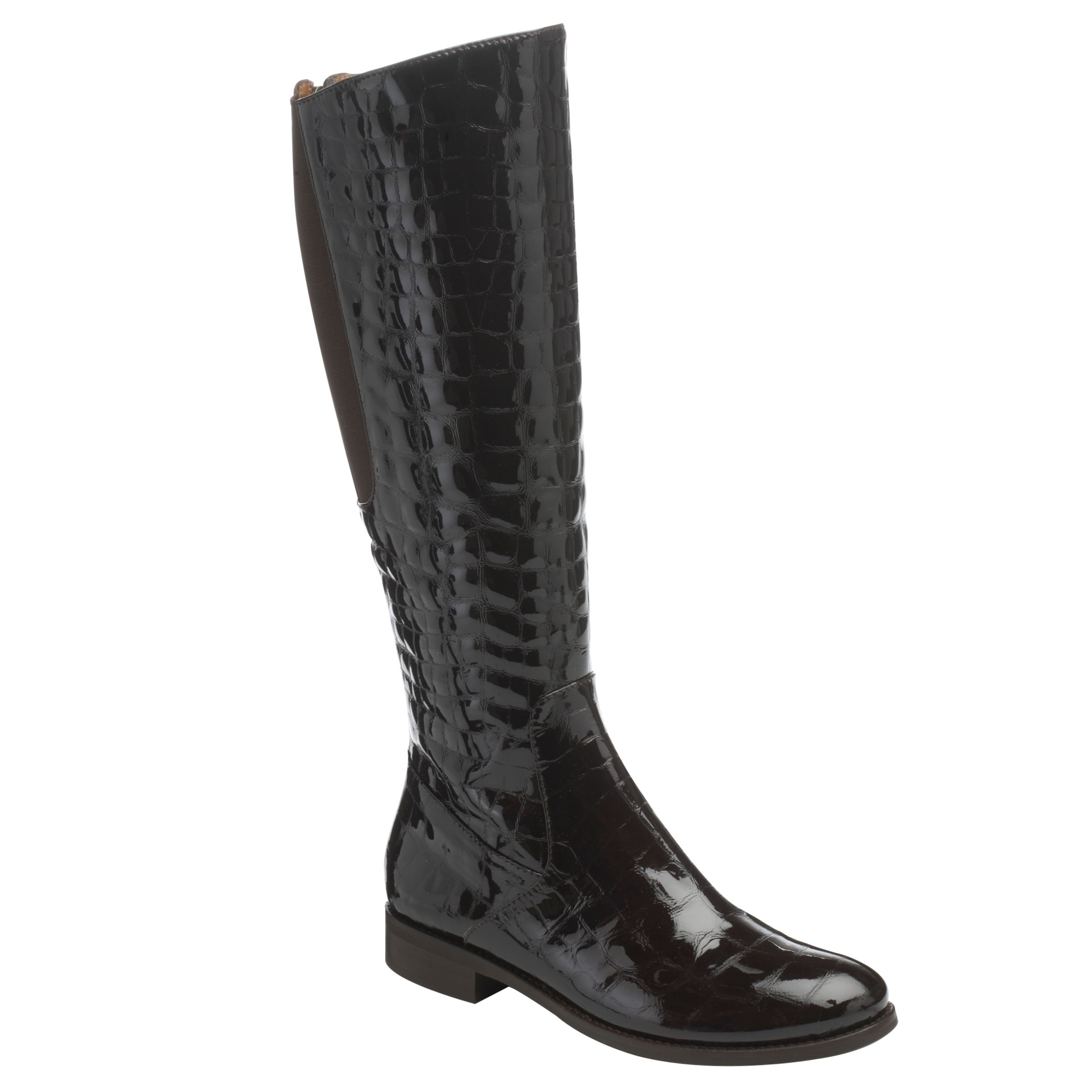 Hobbs Lytton Crocodile Print Riding Boots, Black at John Lewis