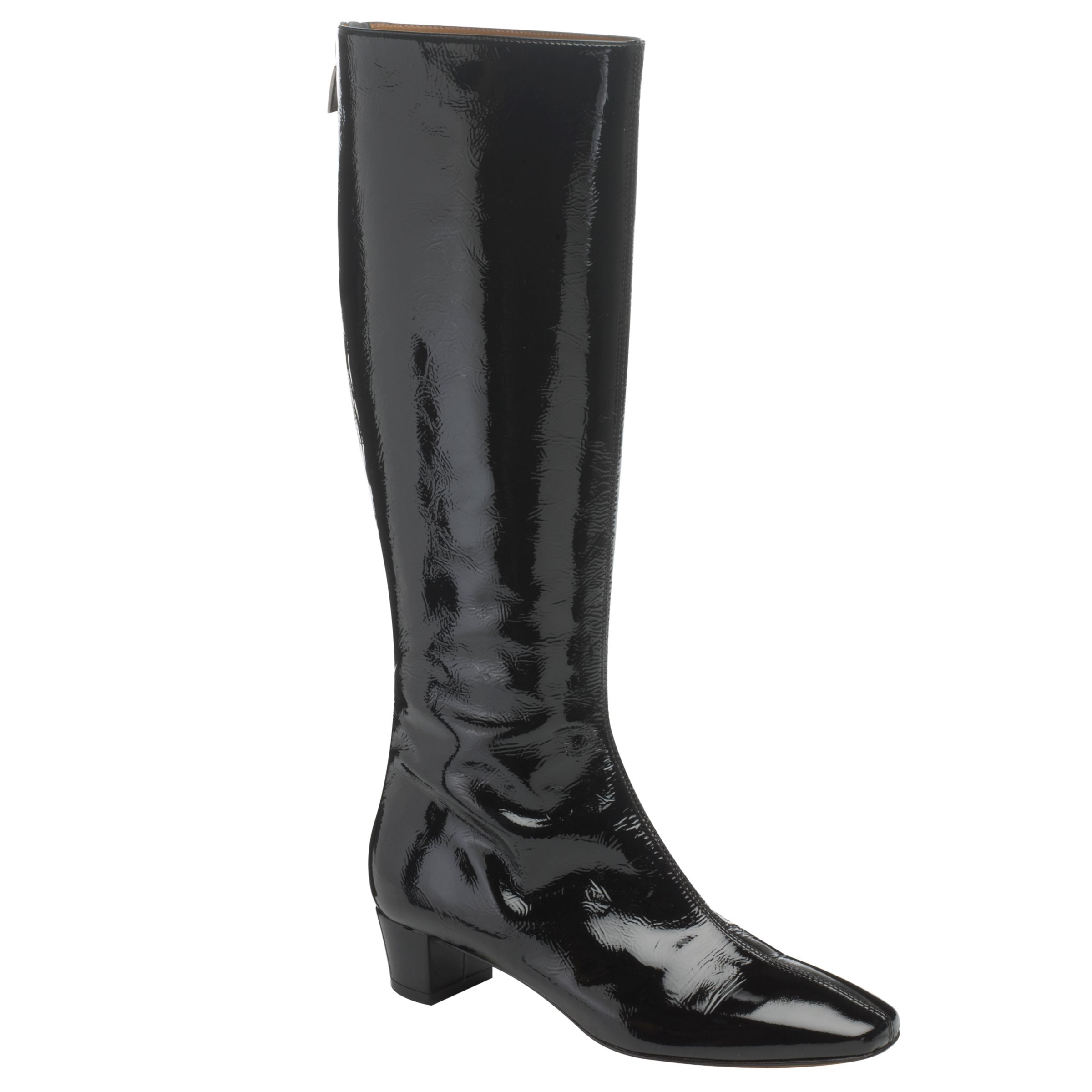 Hobbs Sissinghurst Castle Patent Back Zip Long Boots, Patent Black at John Lewis