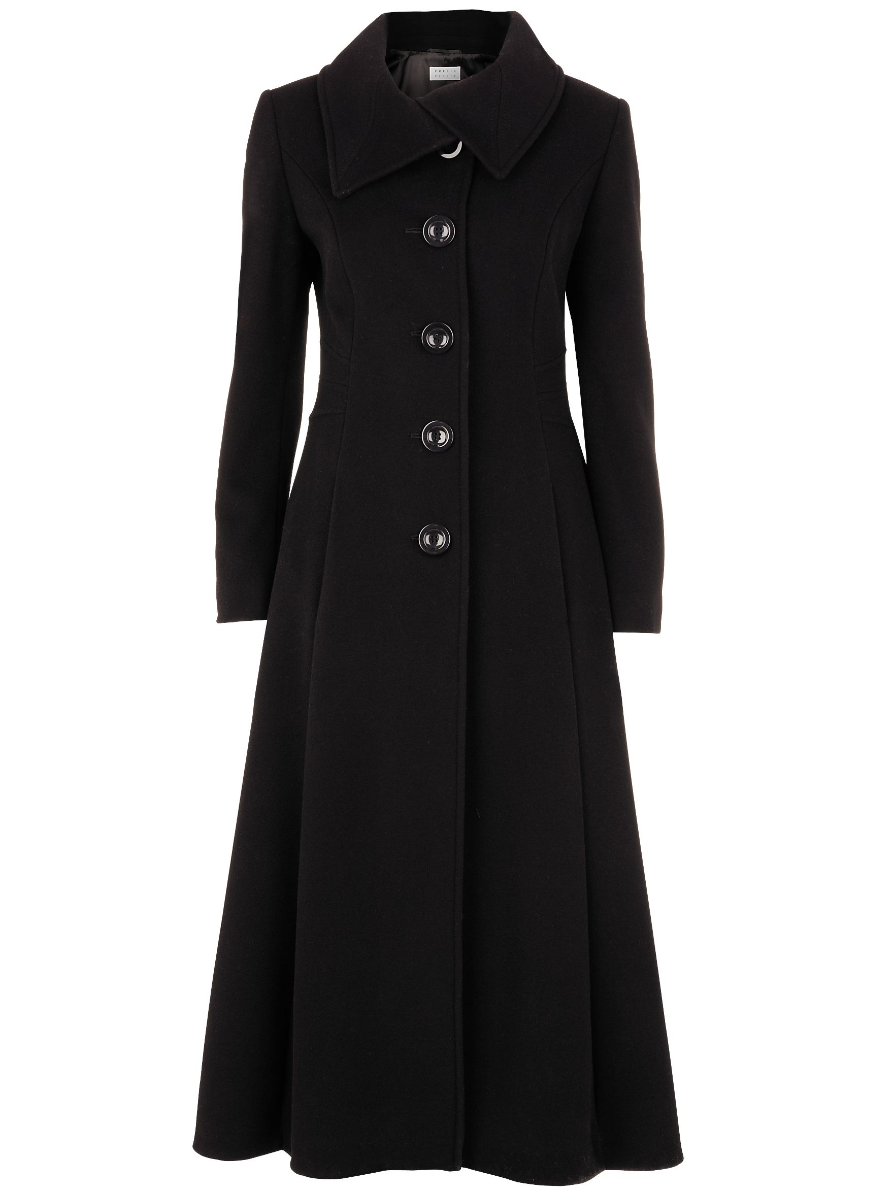 Precis Petite Crossover Neck Coat, Black at John Lewis