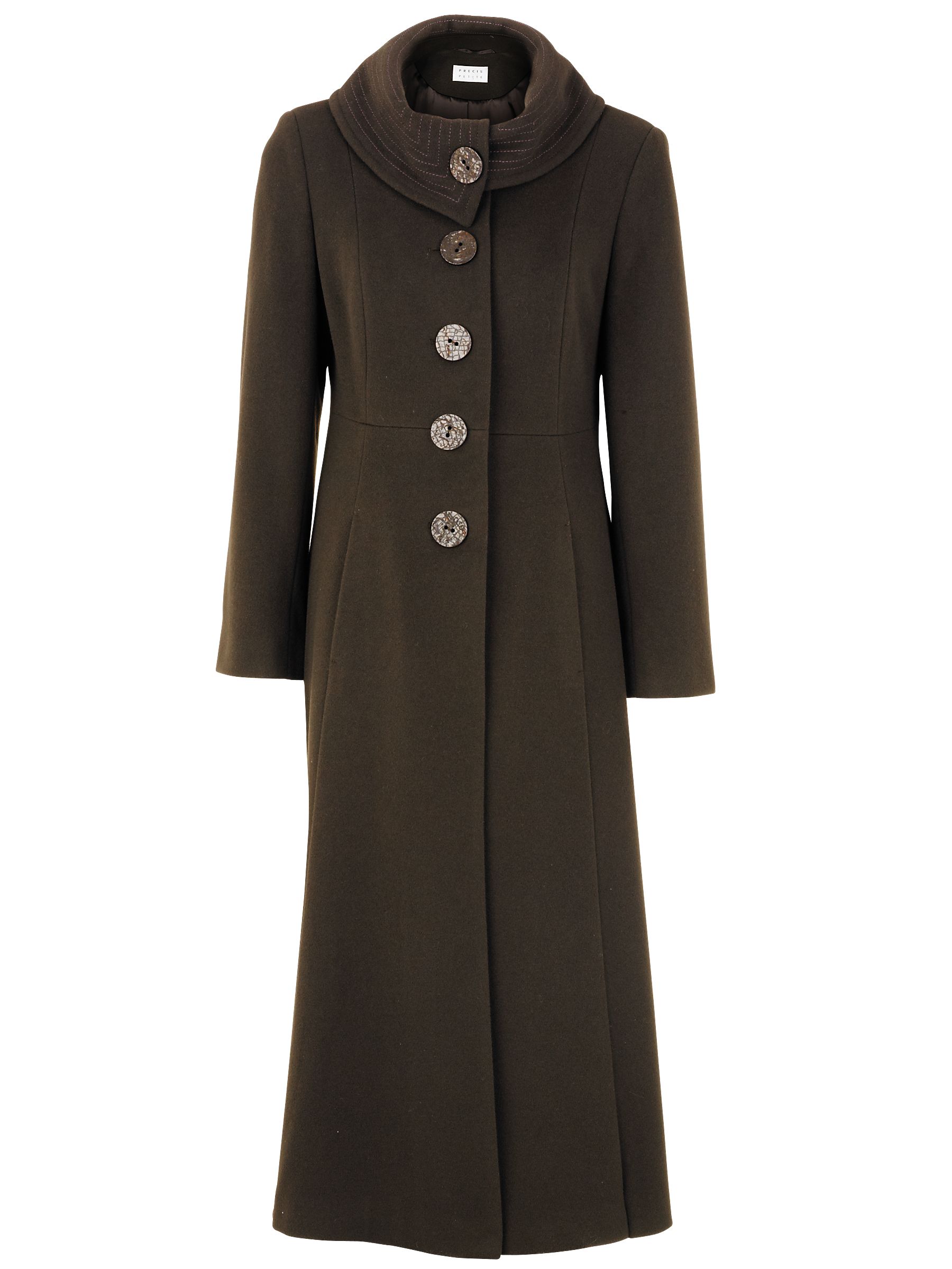 Precis Petite Statement collar Long Coat, Chocolate at John Lewis