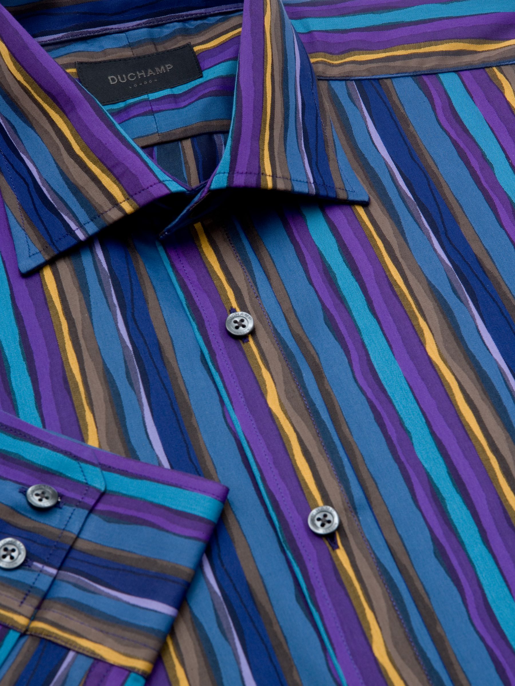 Duchamp Abstract Stripe Single Cuff Shirt, Multicoloured at John Lewis