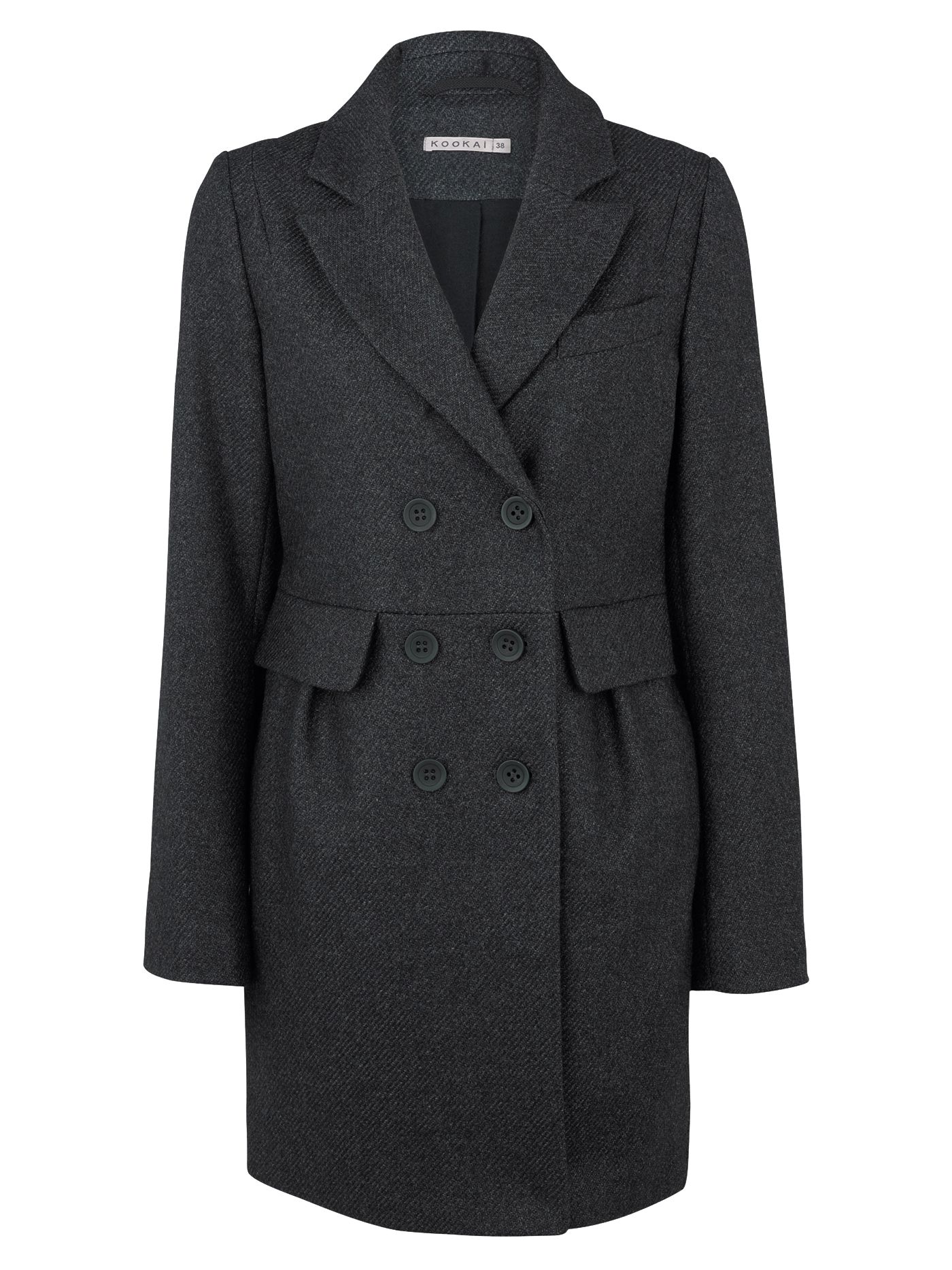 Kookai Double Breasted Wool Coat, Grey at John Lewis