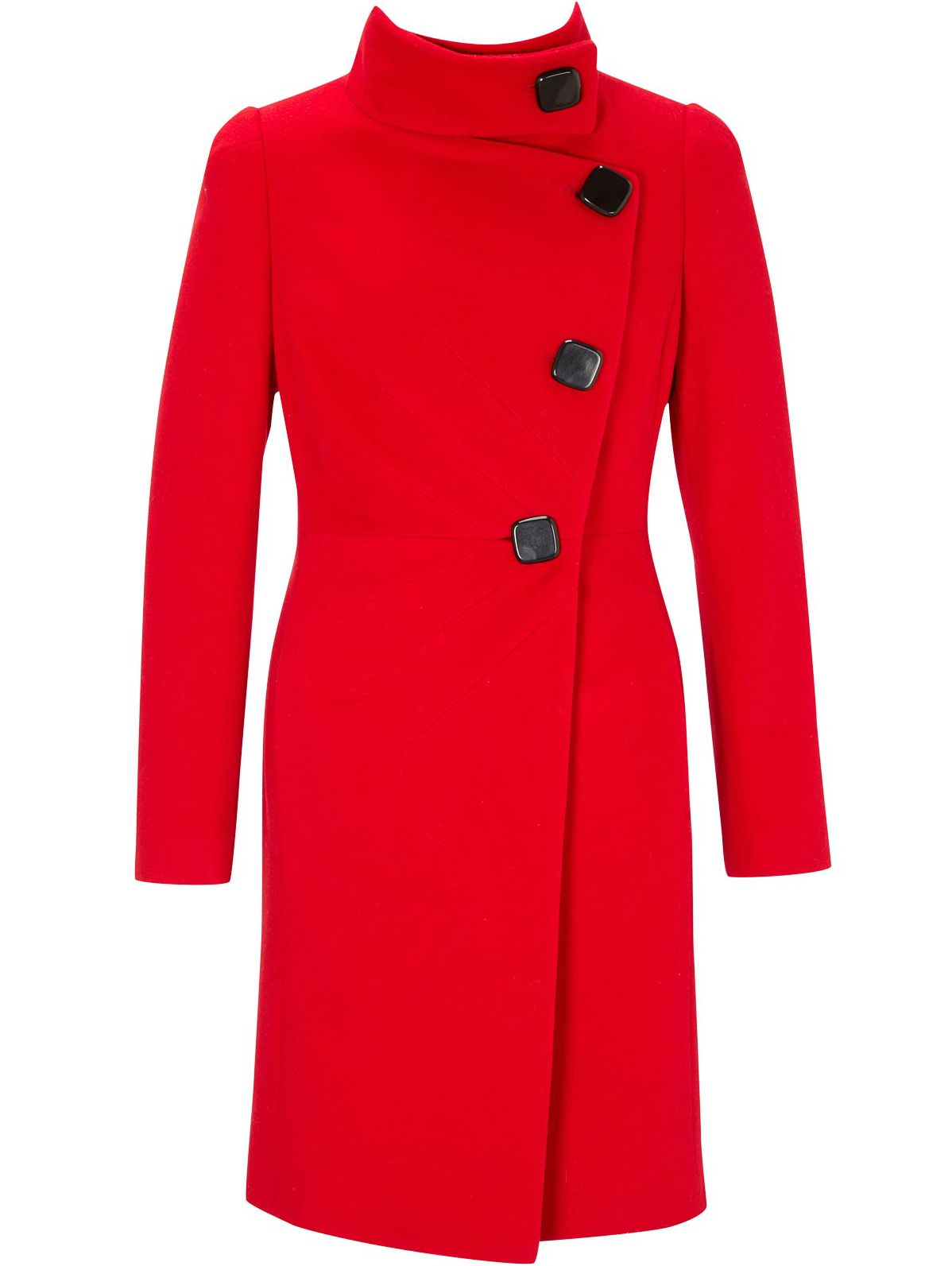 Coast Kacie Square Button Long Sleeve Coat, Red at John Lewis