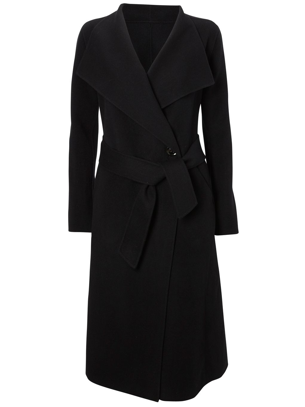 Viyella Long Sleeve Double Faced Wrap Coat, Black at John Lewis