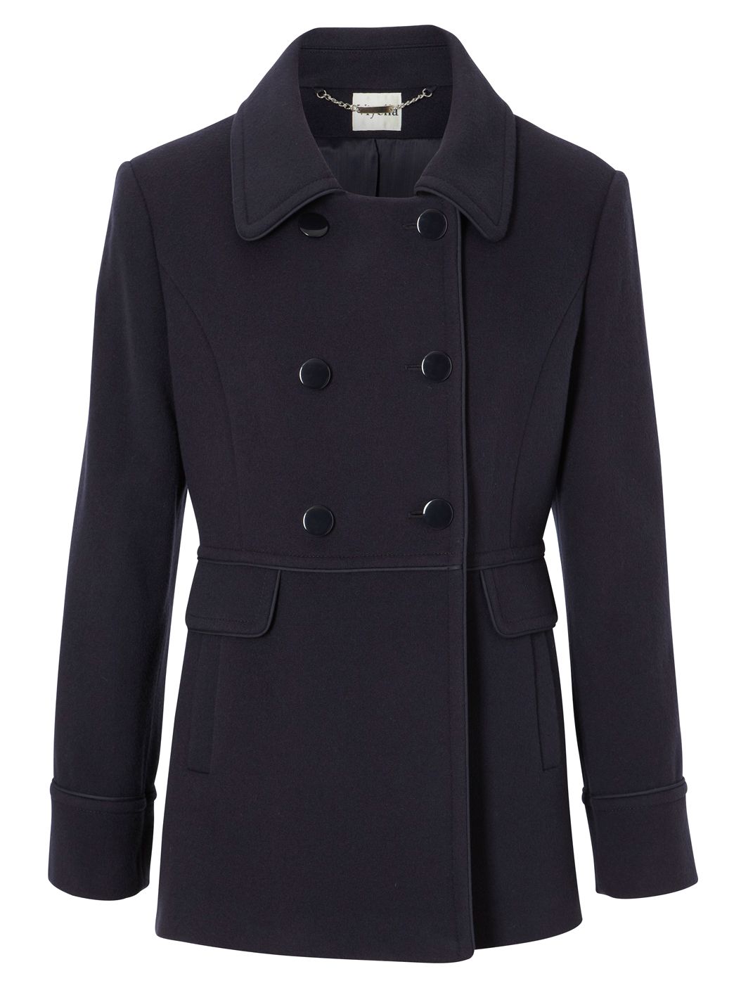 Viyella Double Breasted Reefer Coat, Navy at John Lewis