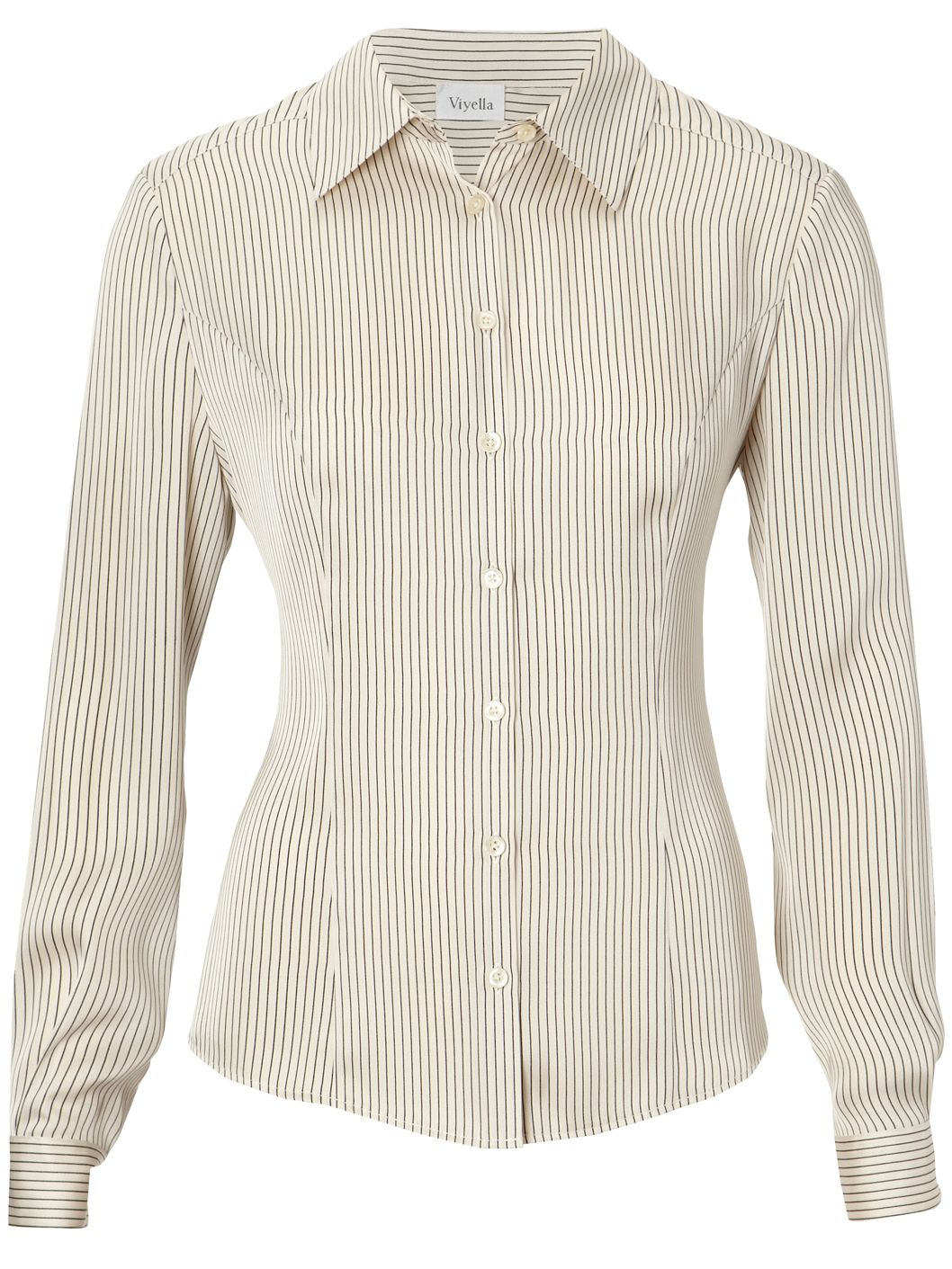 Viyella Long Sleeve Stripe Satin Blouse, Honey