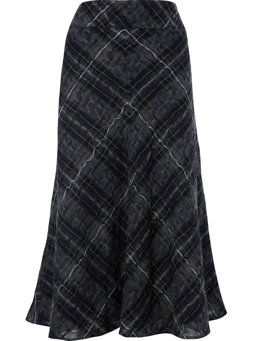 Viyella Petite Gauzy Check Wool Skirt, Sapphire at John Lewis
