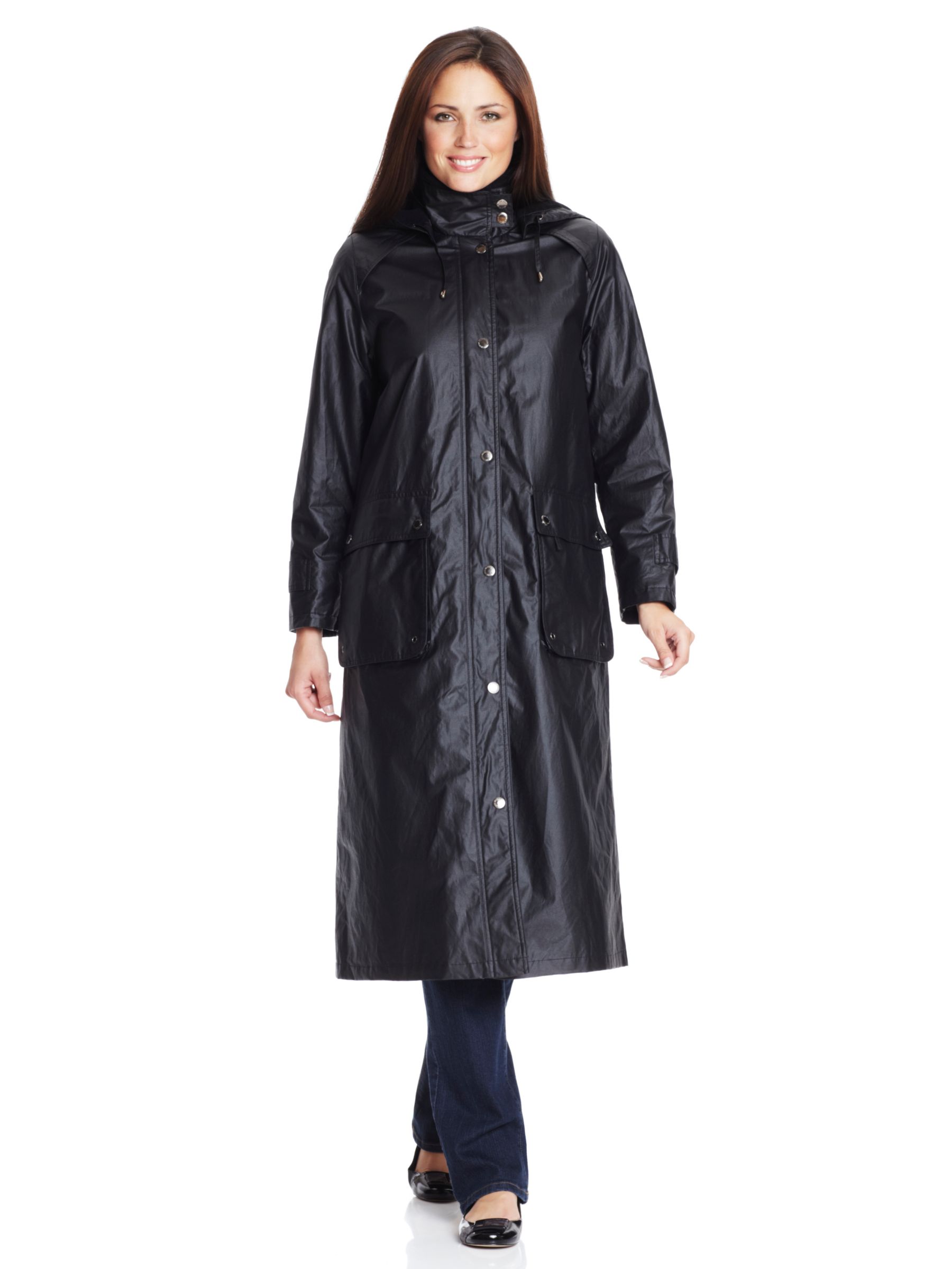 Four Seasons Petite Wax Coat, Black at John Lewis