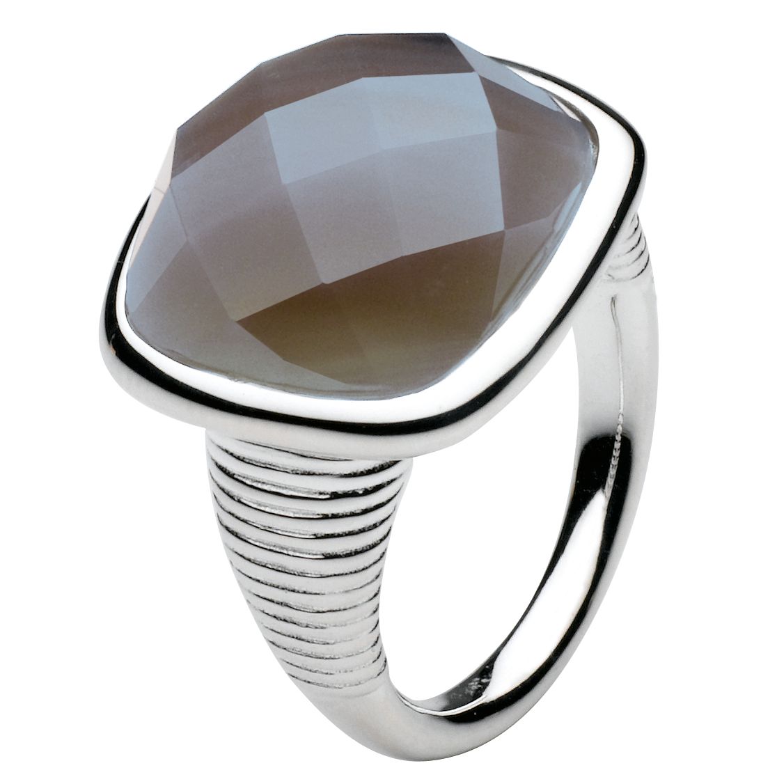 Kit Heath Sterling Silver Faceted Grey Agate Ring