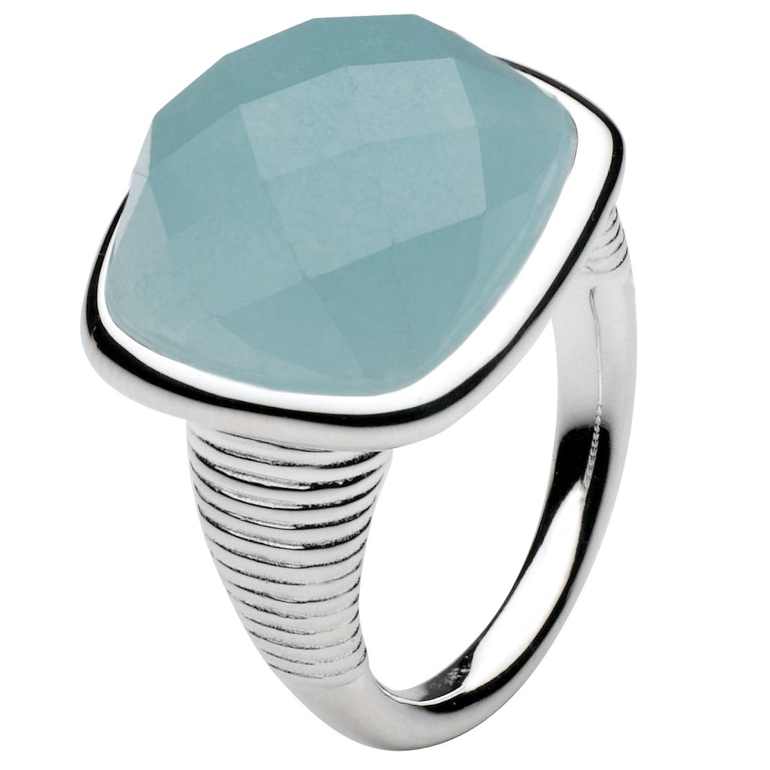 Sterling Silver Faceted Blue Jade Ring