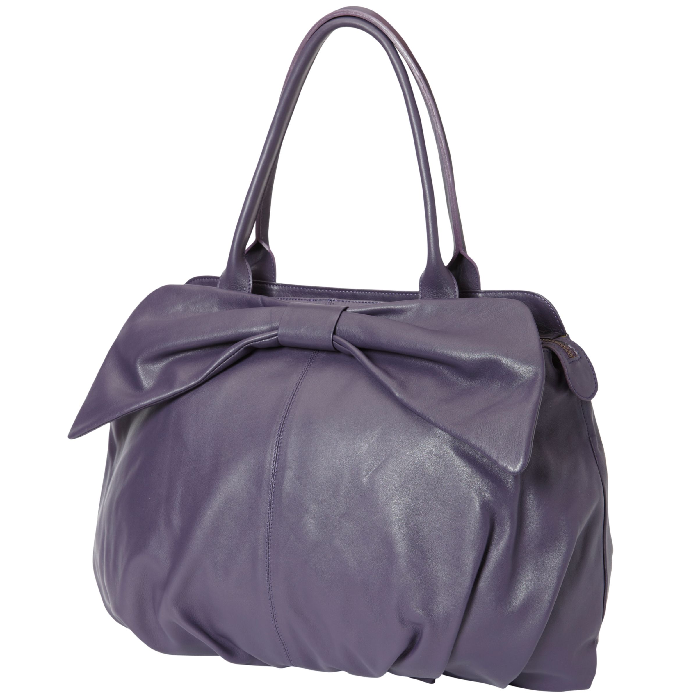 Hobbs Bow Leather Shoulder Bag, Purple at John Lewis