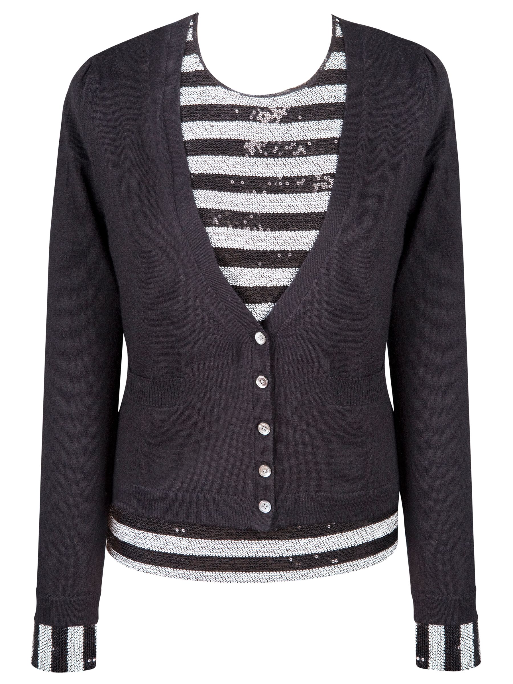 Jesiré  2 in 1 Sequin Stripe Jumper, Black/grey