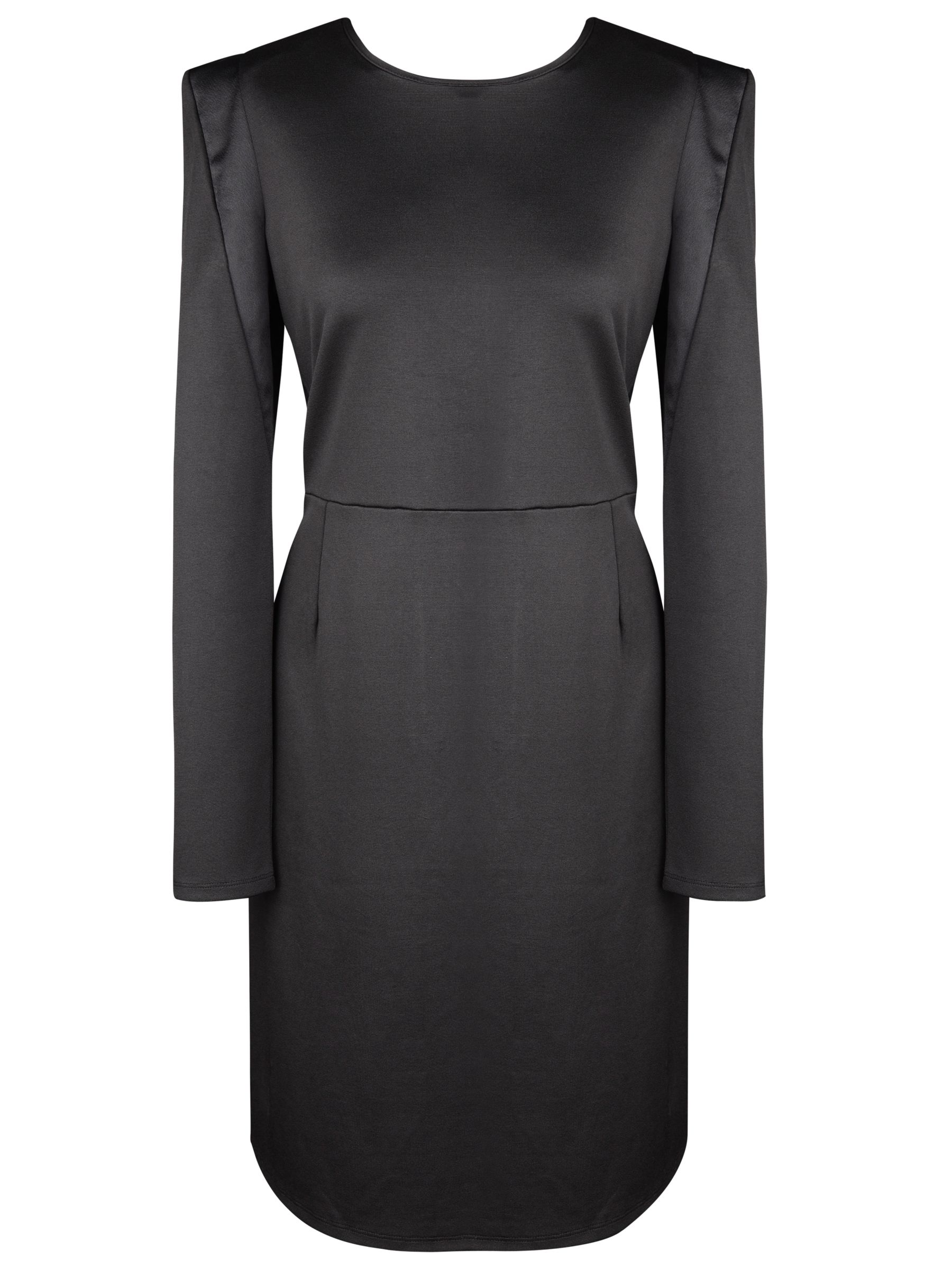 Jesiré Peak Shoulder Satin Trim Dress, Black
