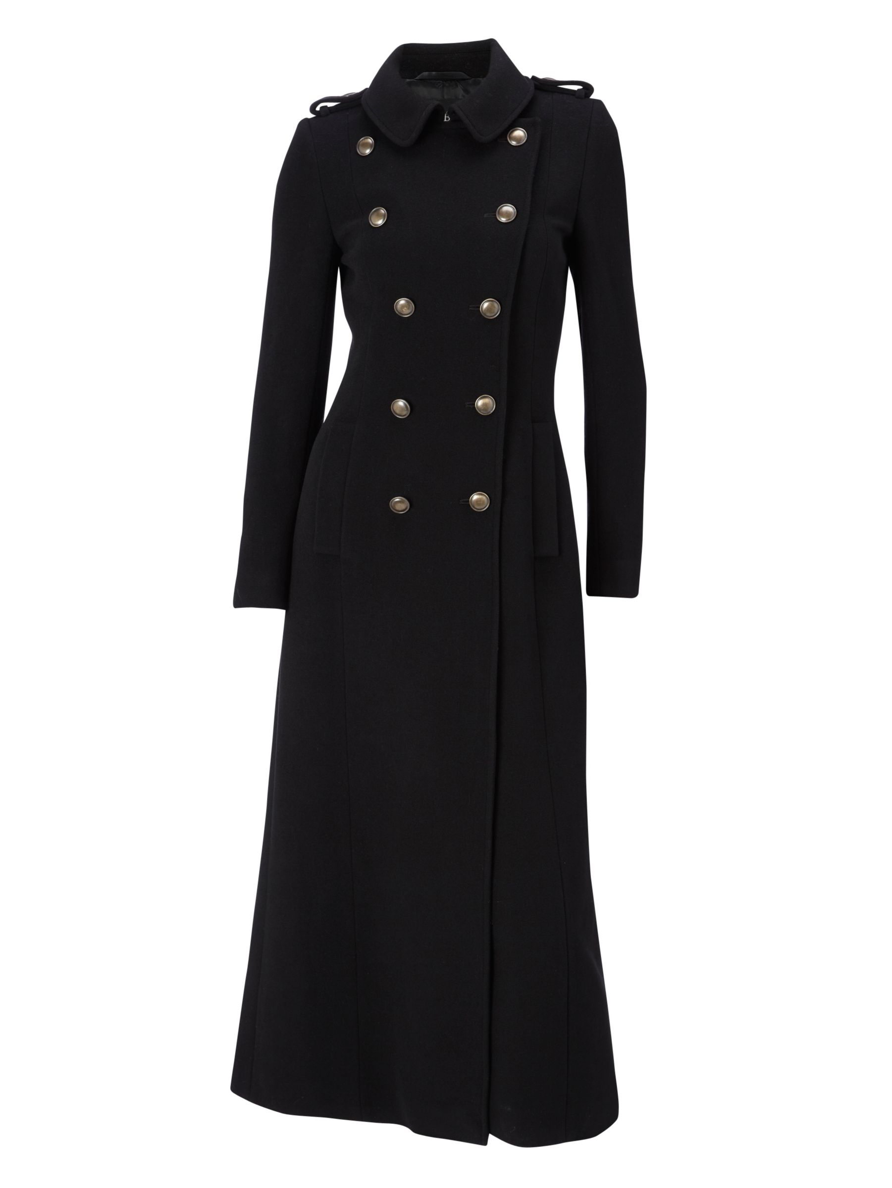 Hobbs Tyler Long Coat, Black, 8 at John Lewis