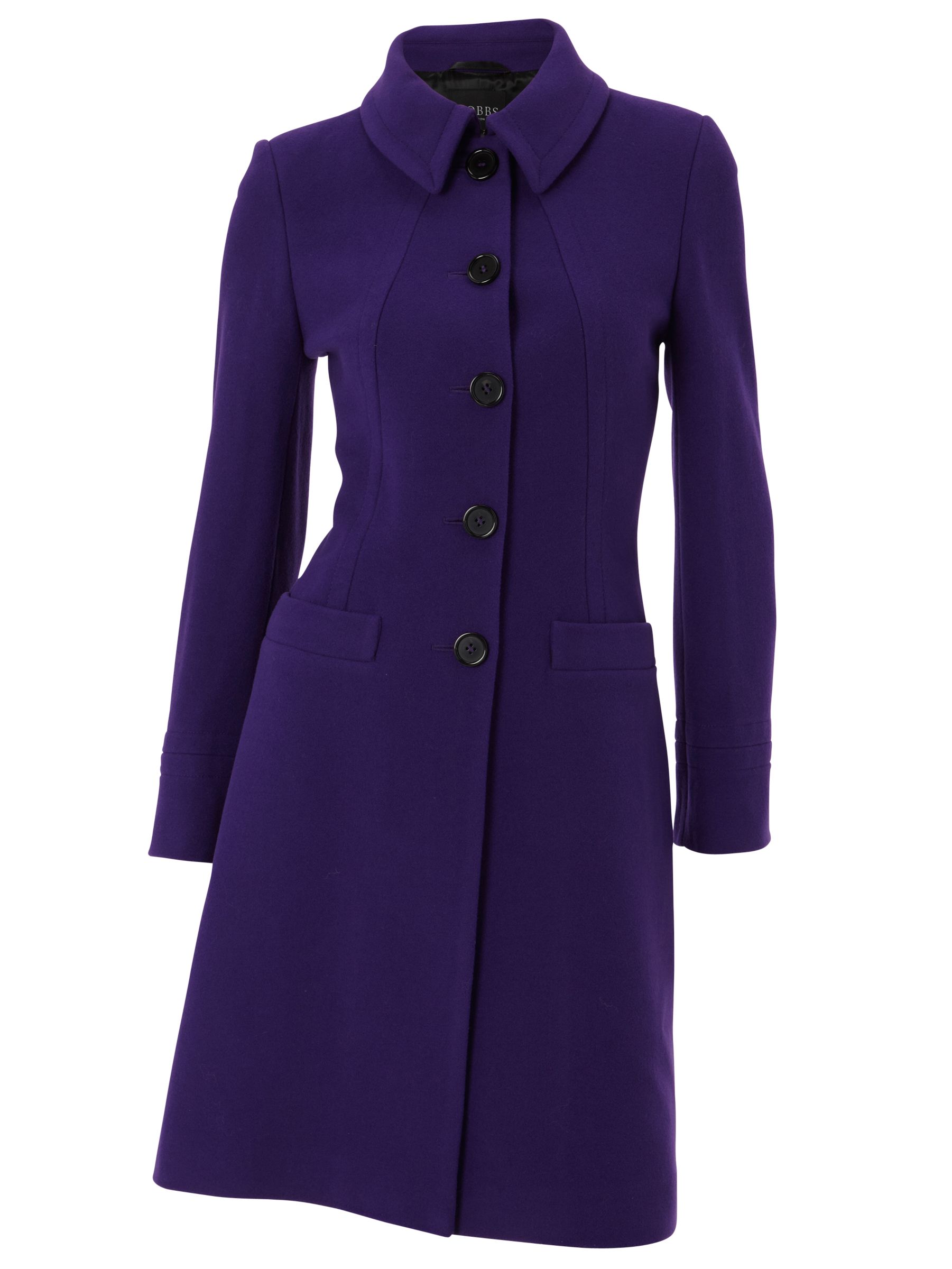 Hobbs Berkeley Long Coat, Purple at John Lewis