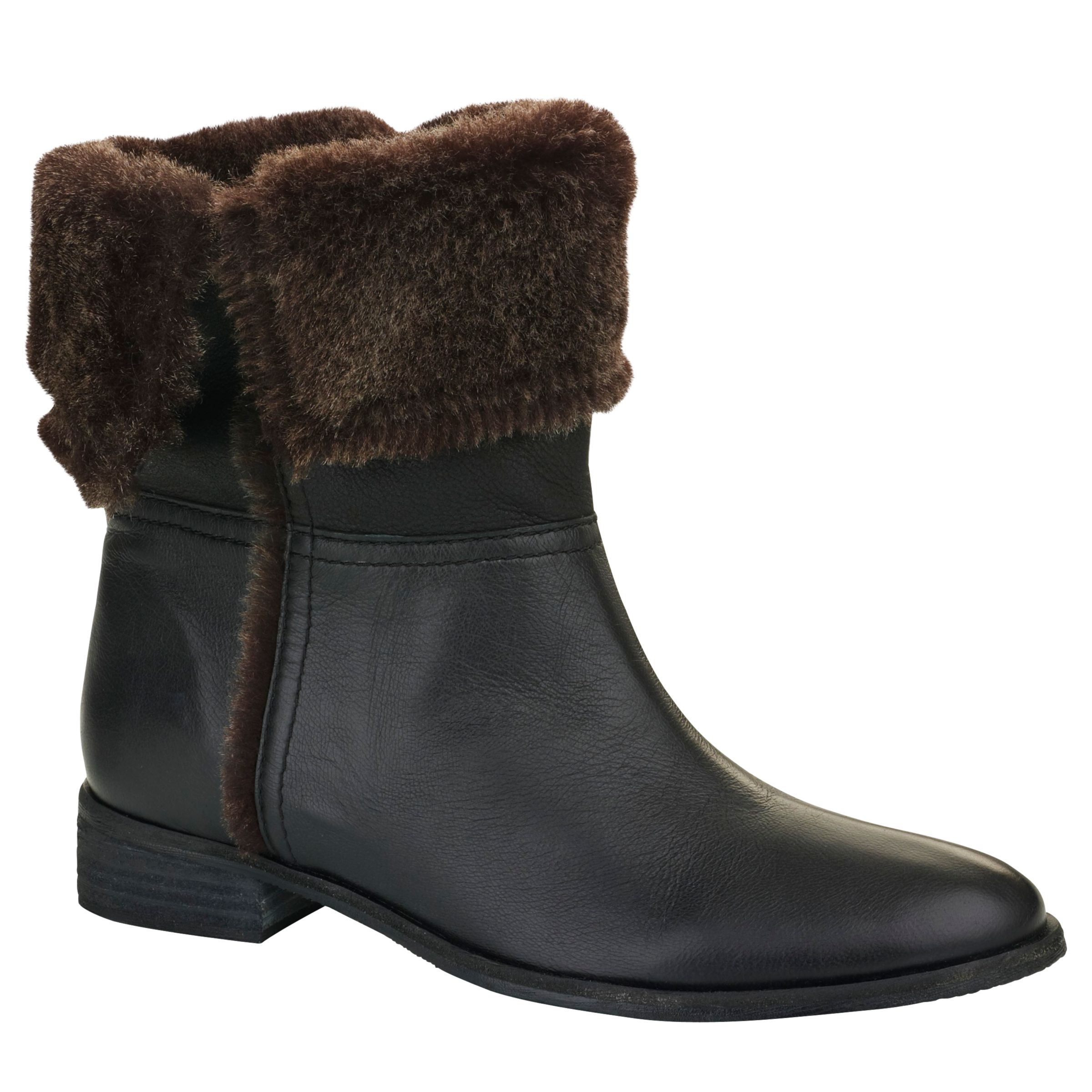 L.K.Bennett Seattle Crepe Sole Shearling Boots, Black at JohnLewis