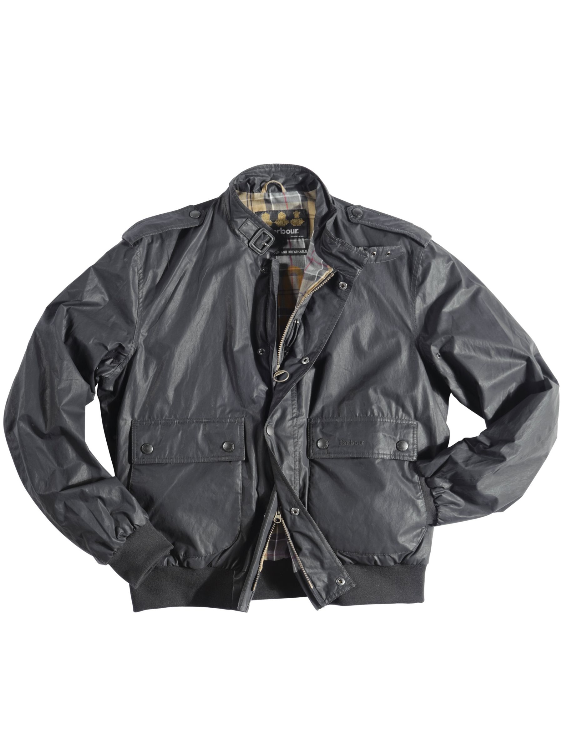 Barbour Carbon Finish Flyer Jacket, Black at John Lewis