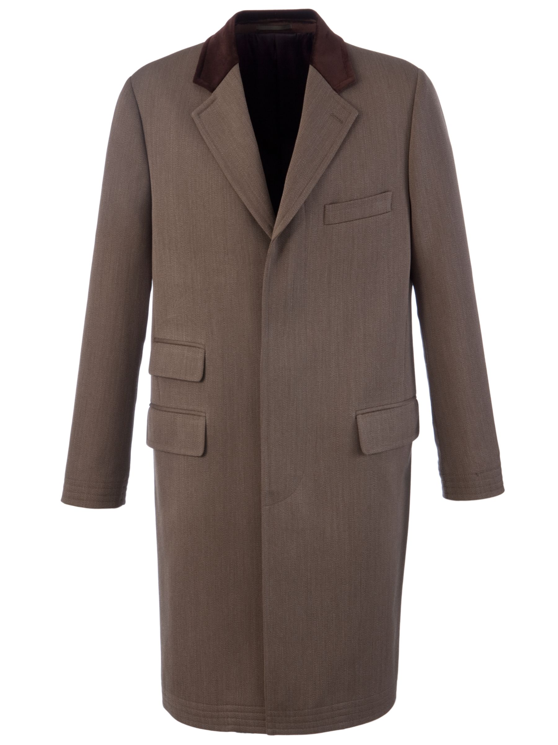 Chester by Chester Barrie Covert Velvet Collar Coat, Olive at John Lewis