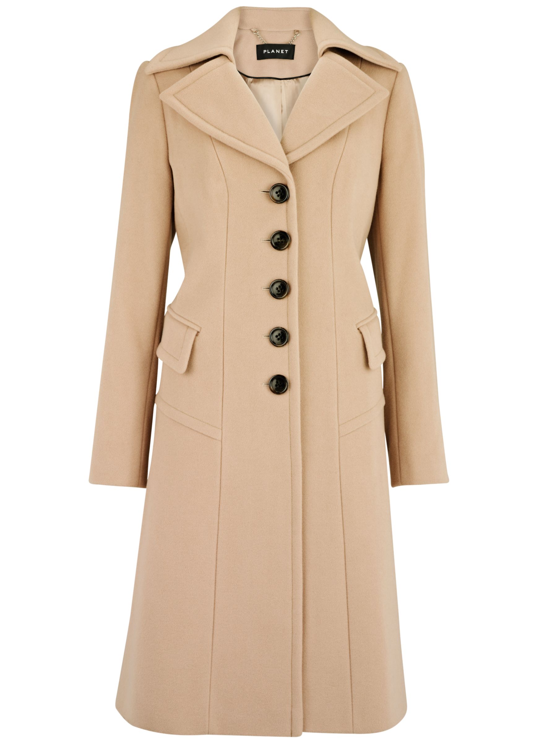 Planet Mid Length Coat, Camel, 18 at John Lewis