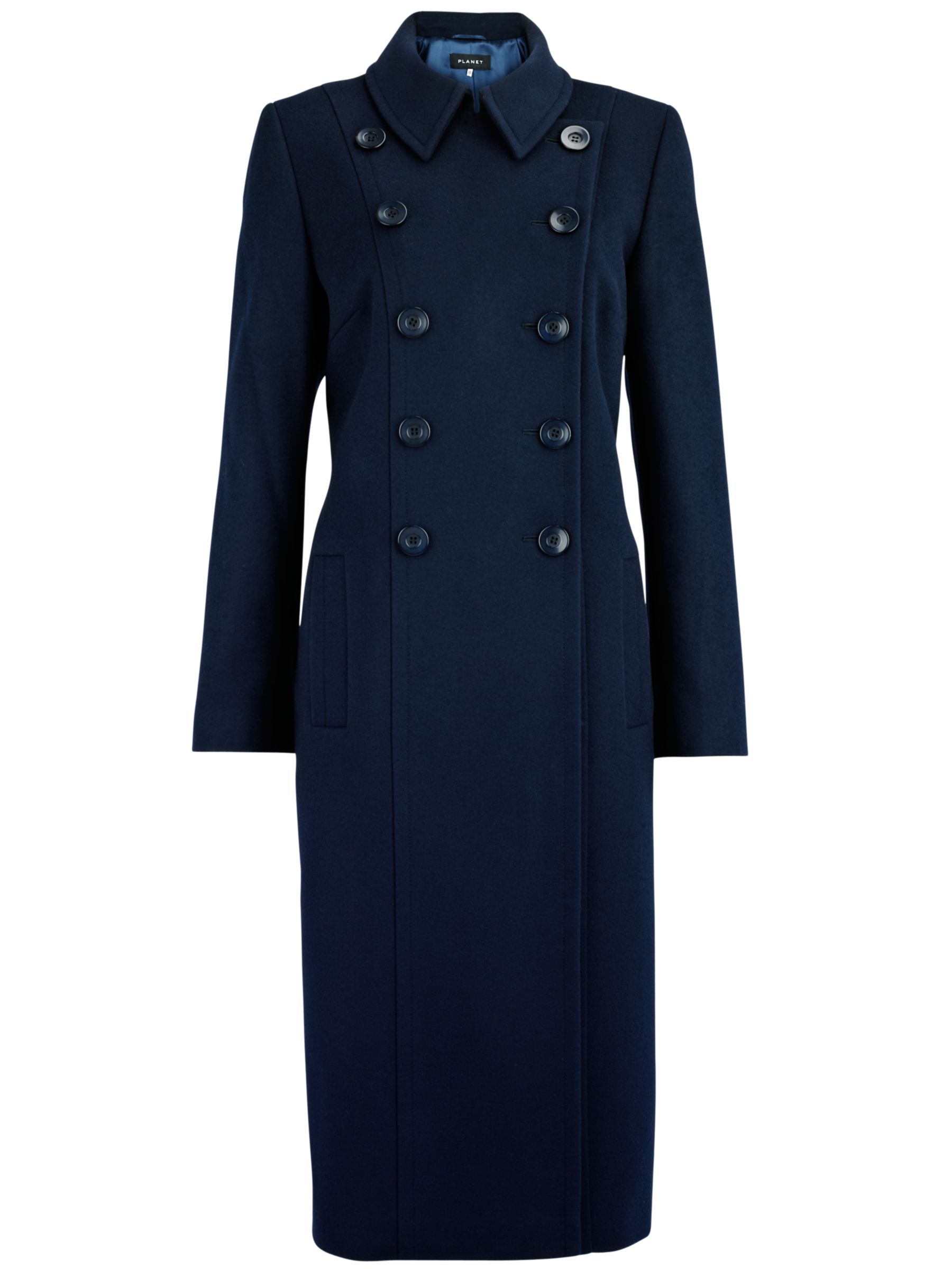 Planet Military Long Length Coat, Navy blue at JohnLewis