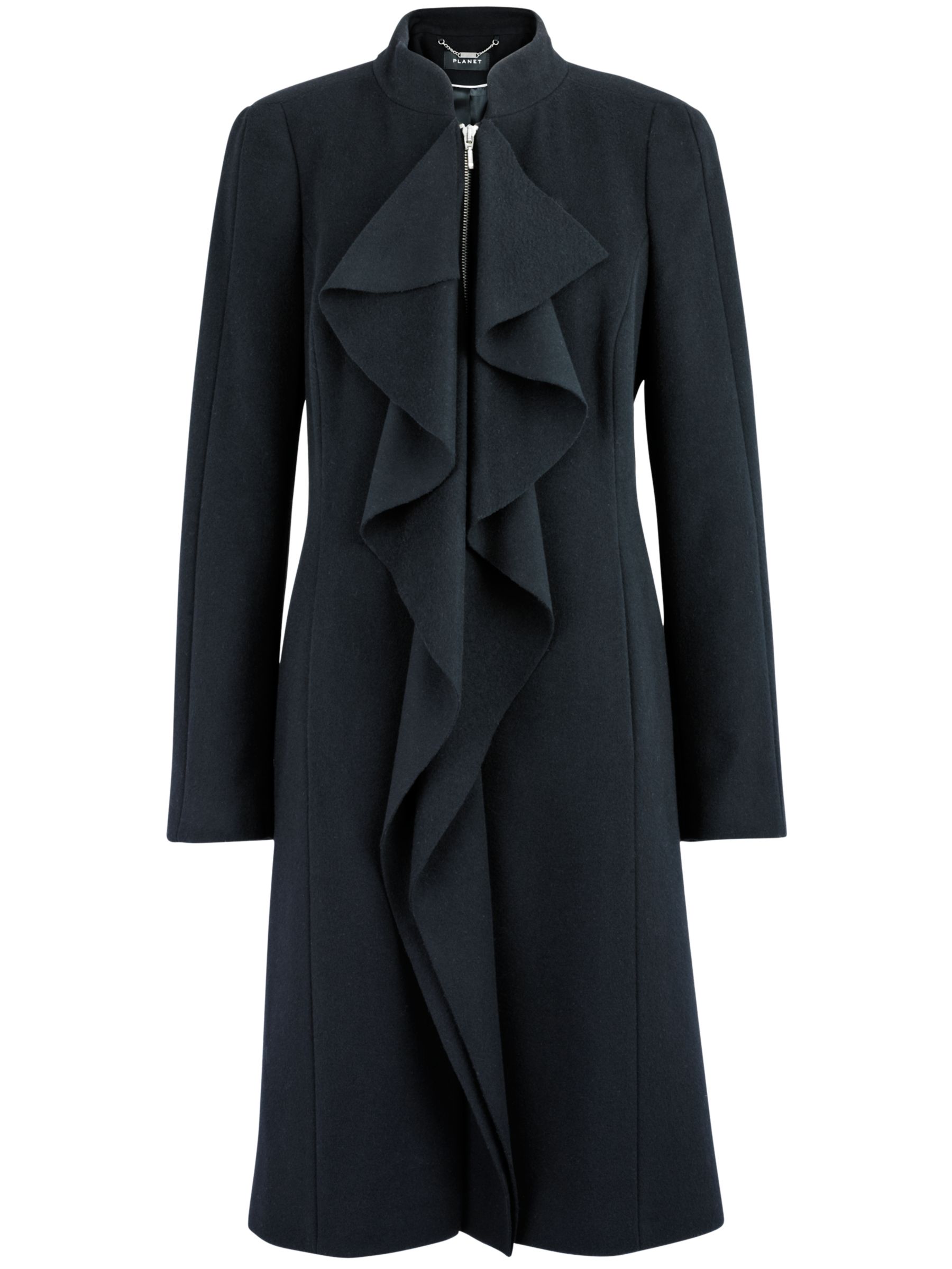 Planet Waterfall Front Coat, Black, 10 at John Lewis