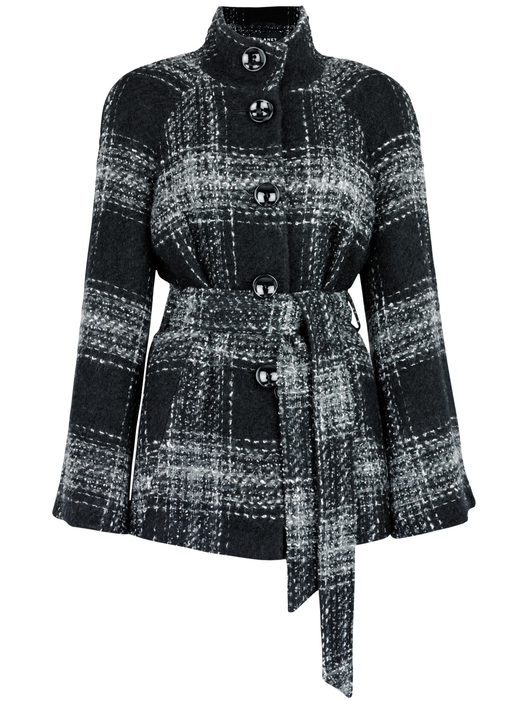 Planet Boucle Coat With Raglan Sleeves, Black and White, 20 at JohnLewis