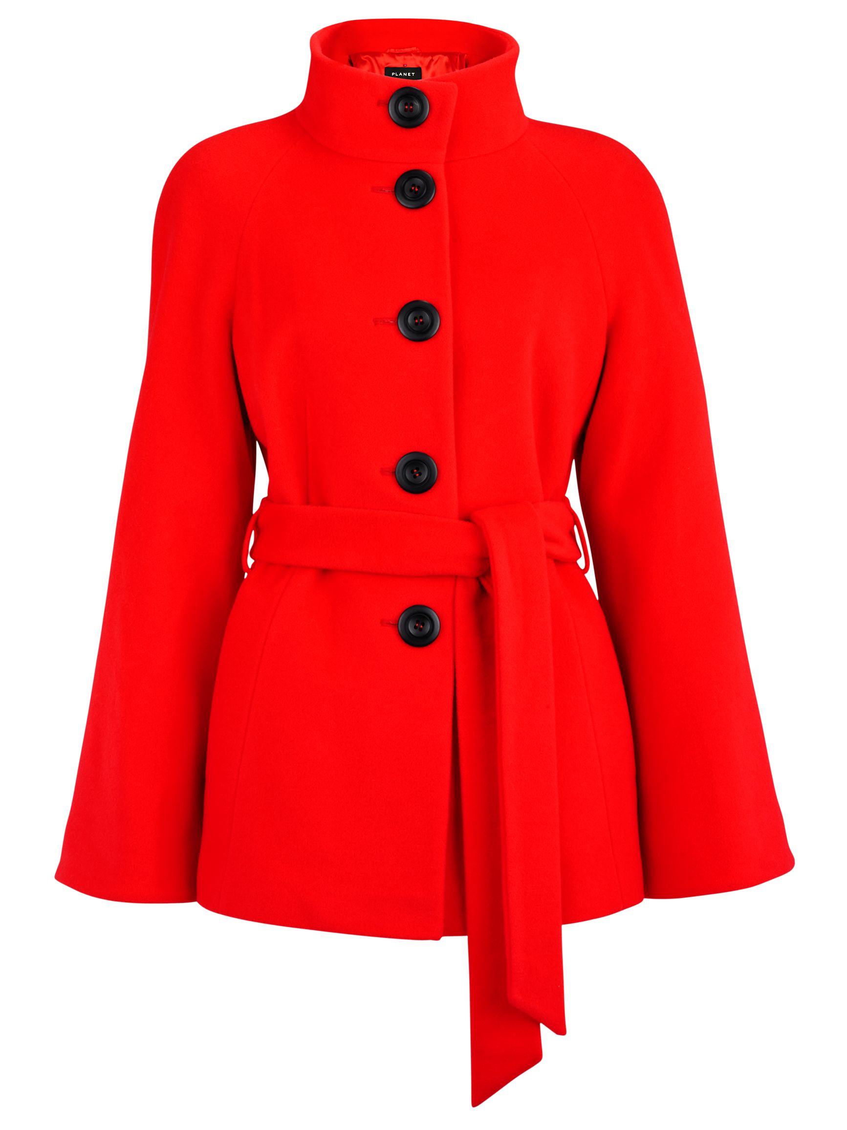 Planet Raglan Short Coat With Tie, Red, 10 at JohnLewis