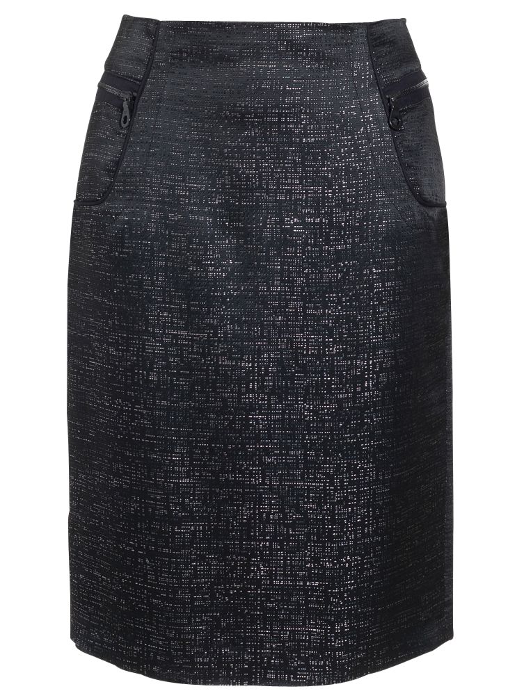 Jaeger Silk Jacquard Skirt, Black at John Lewis