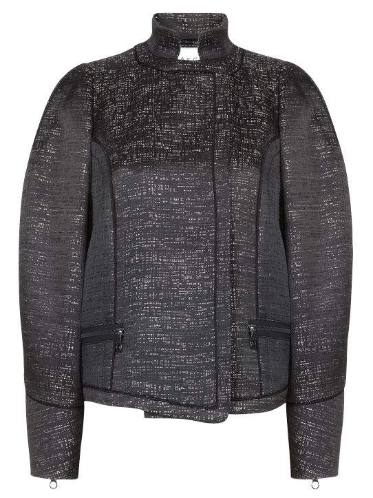 Jaeger Silk Jacquard Jacket, Black at John Lewis