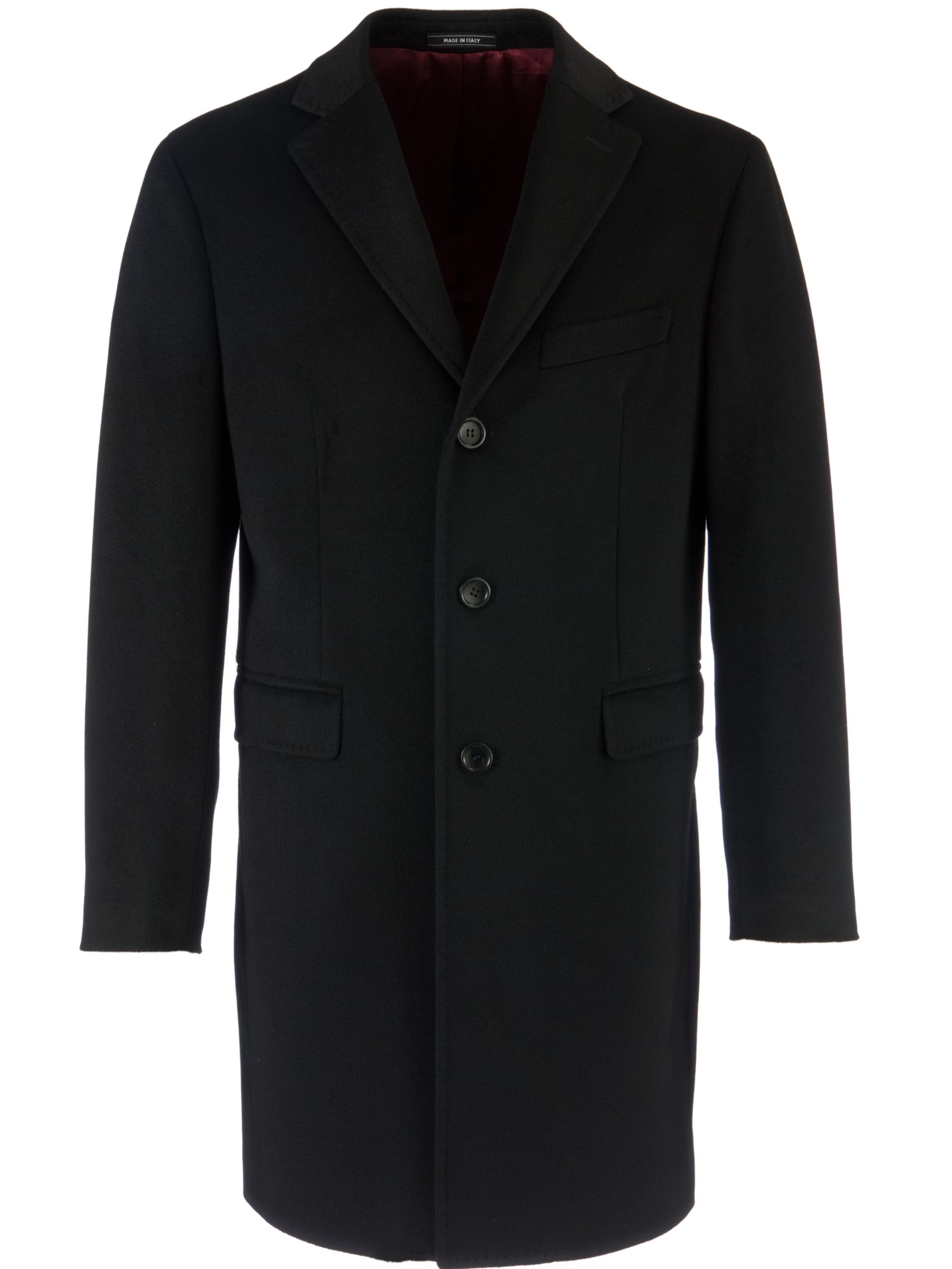 John Lewis Men Italian Cashmere Coat, Black at John Lewis