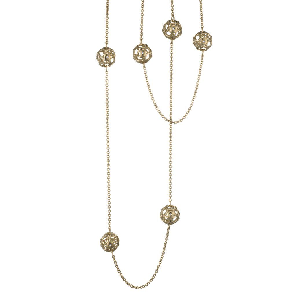 Hot Diamonds Gold Bali Orb Maxi Chain Necklace at JohnLewis