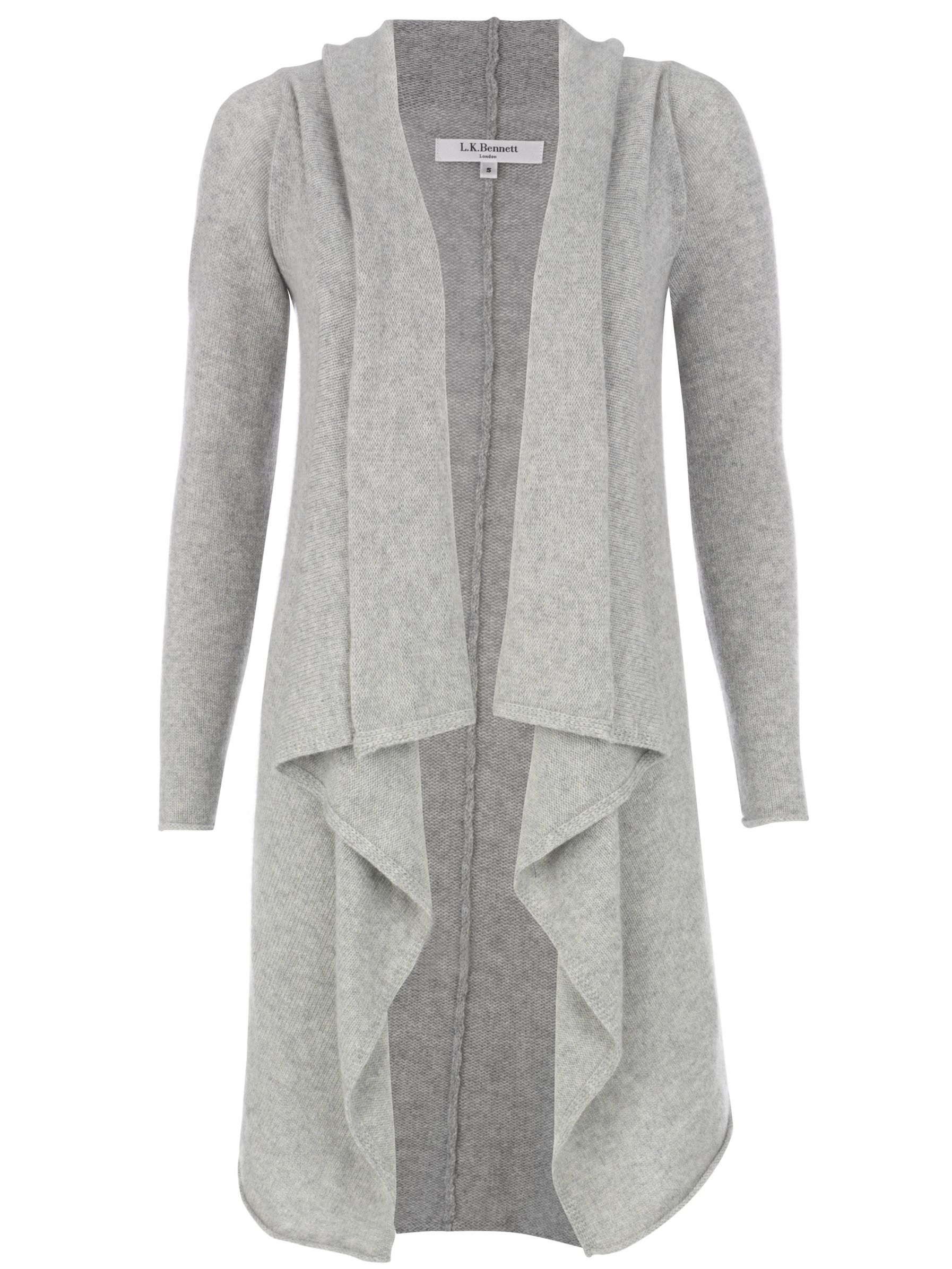 L.K. Bennett Casella Waterfall Cardigan, Light Grey at John Lewis
