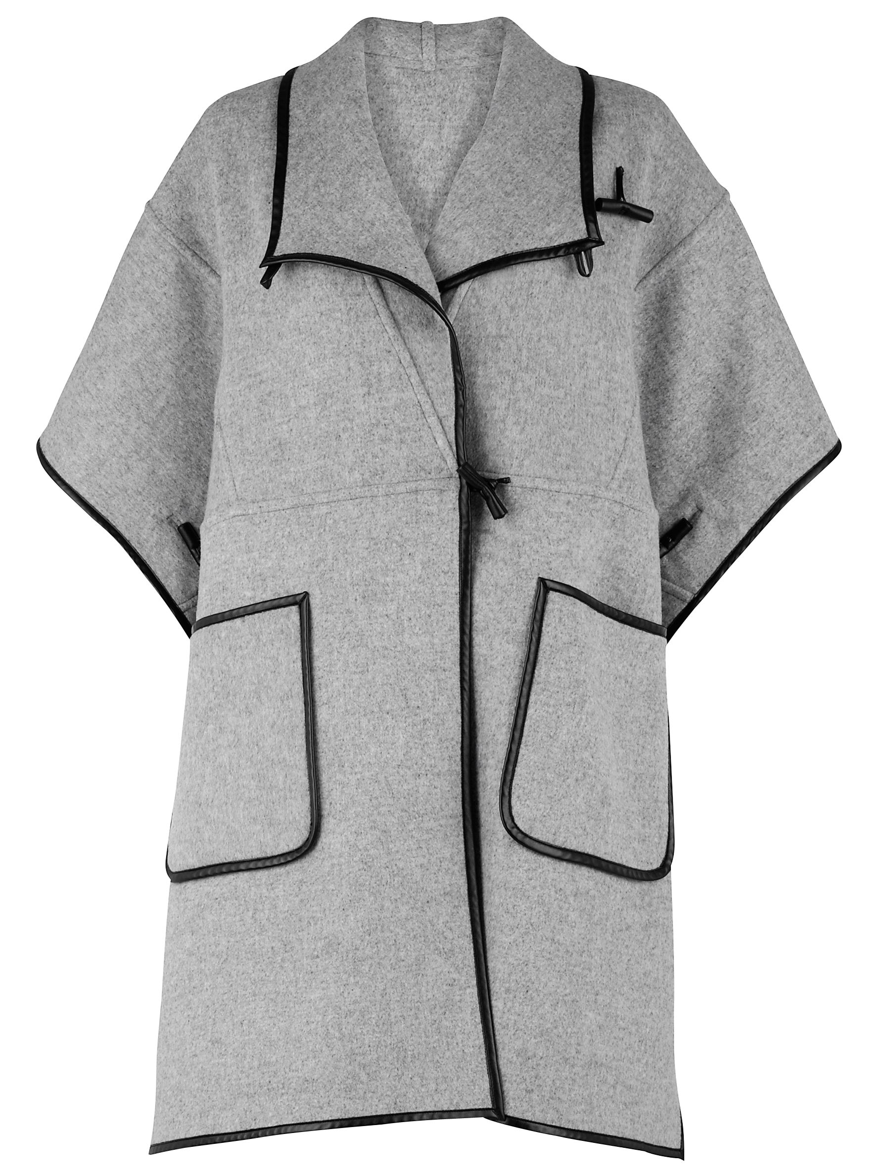 L.K. Bennett Murray Pipe Detail Cape Coat, Black at JohnLewis