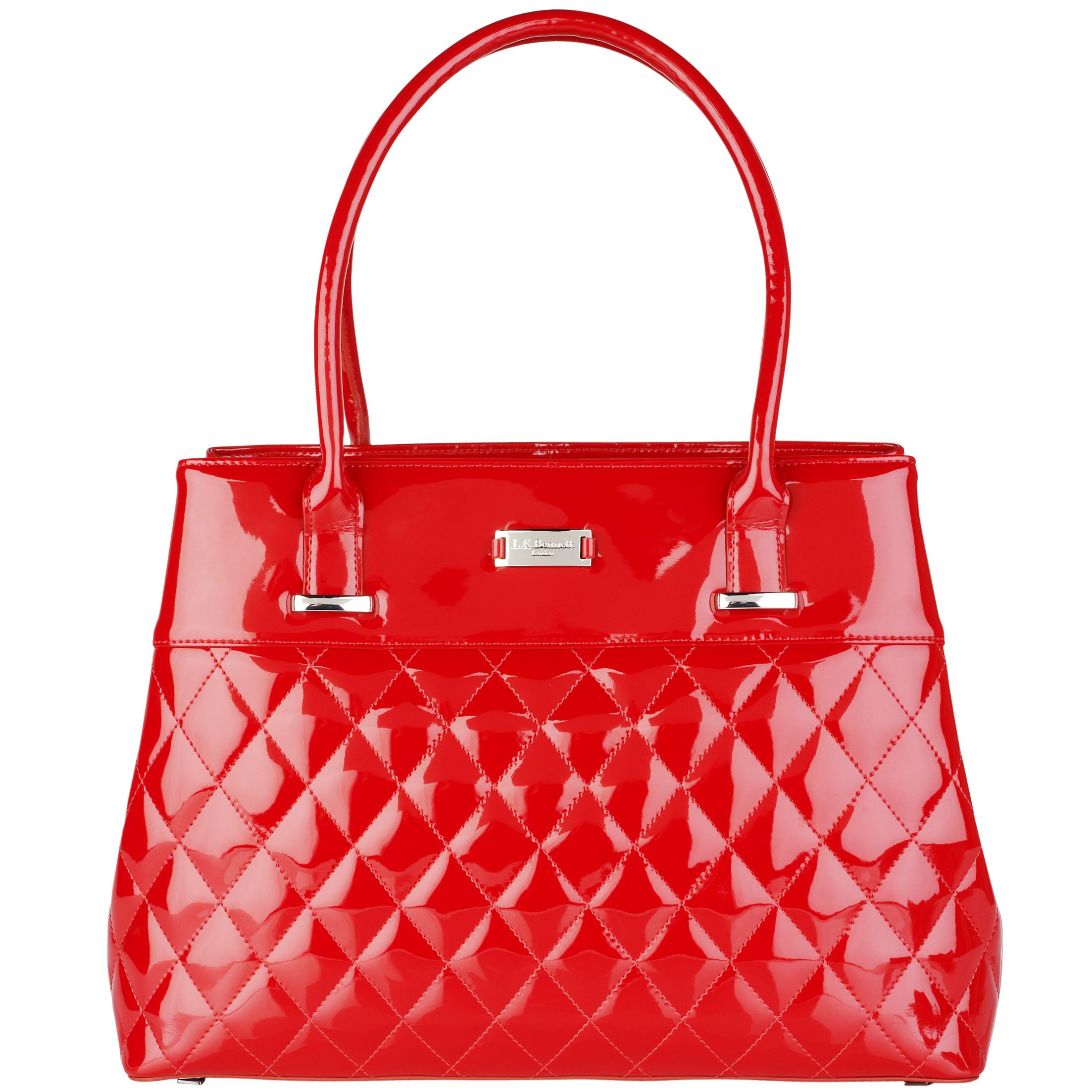 L.K. Bennett France Patent Leather Tote Handbag, Scarlet at John Lewis