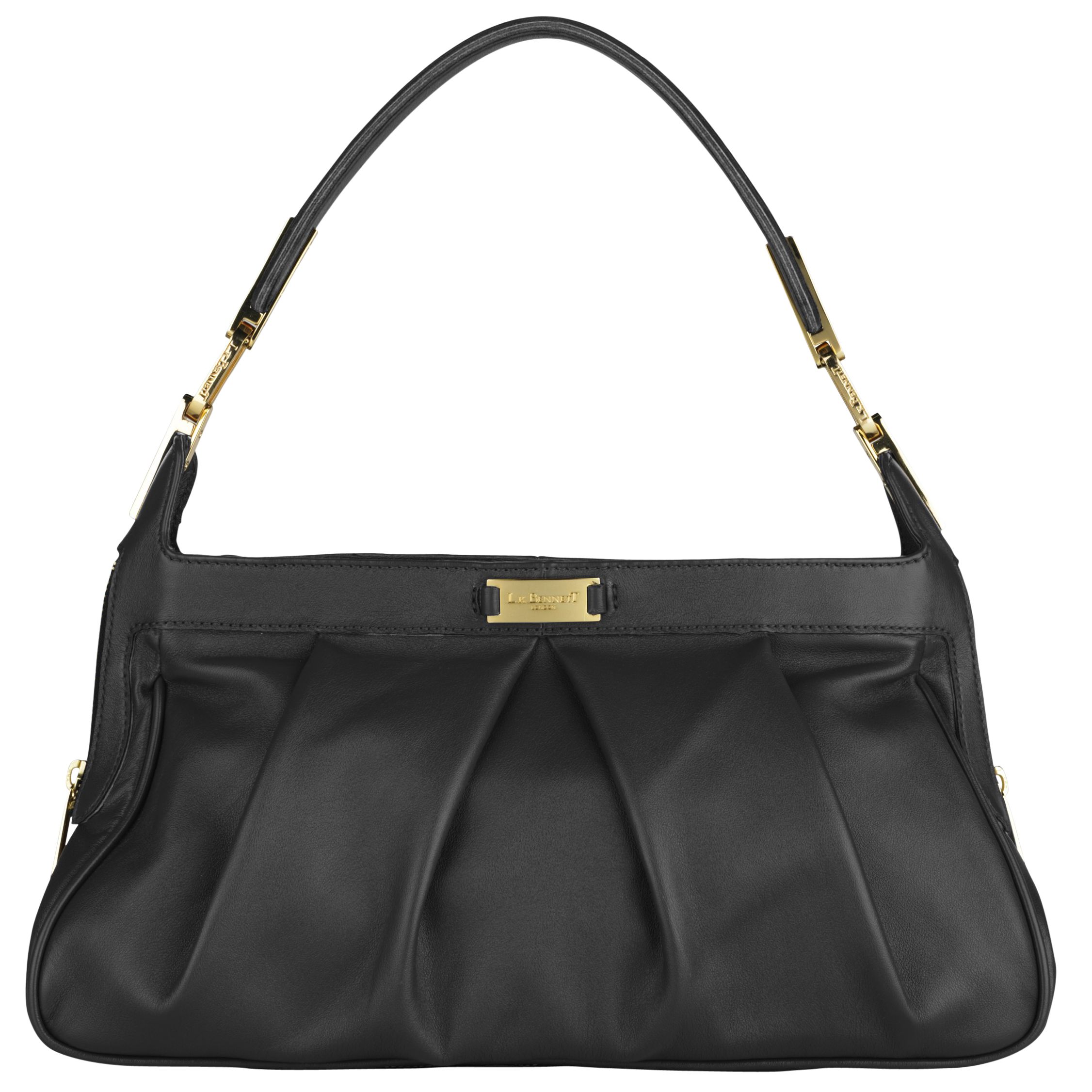 L.K. Bennett Gloria Leather Shoulder Handbag, Black at John Lewis