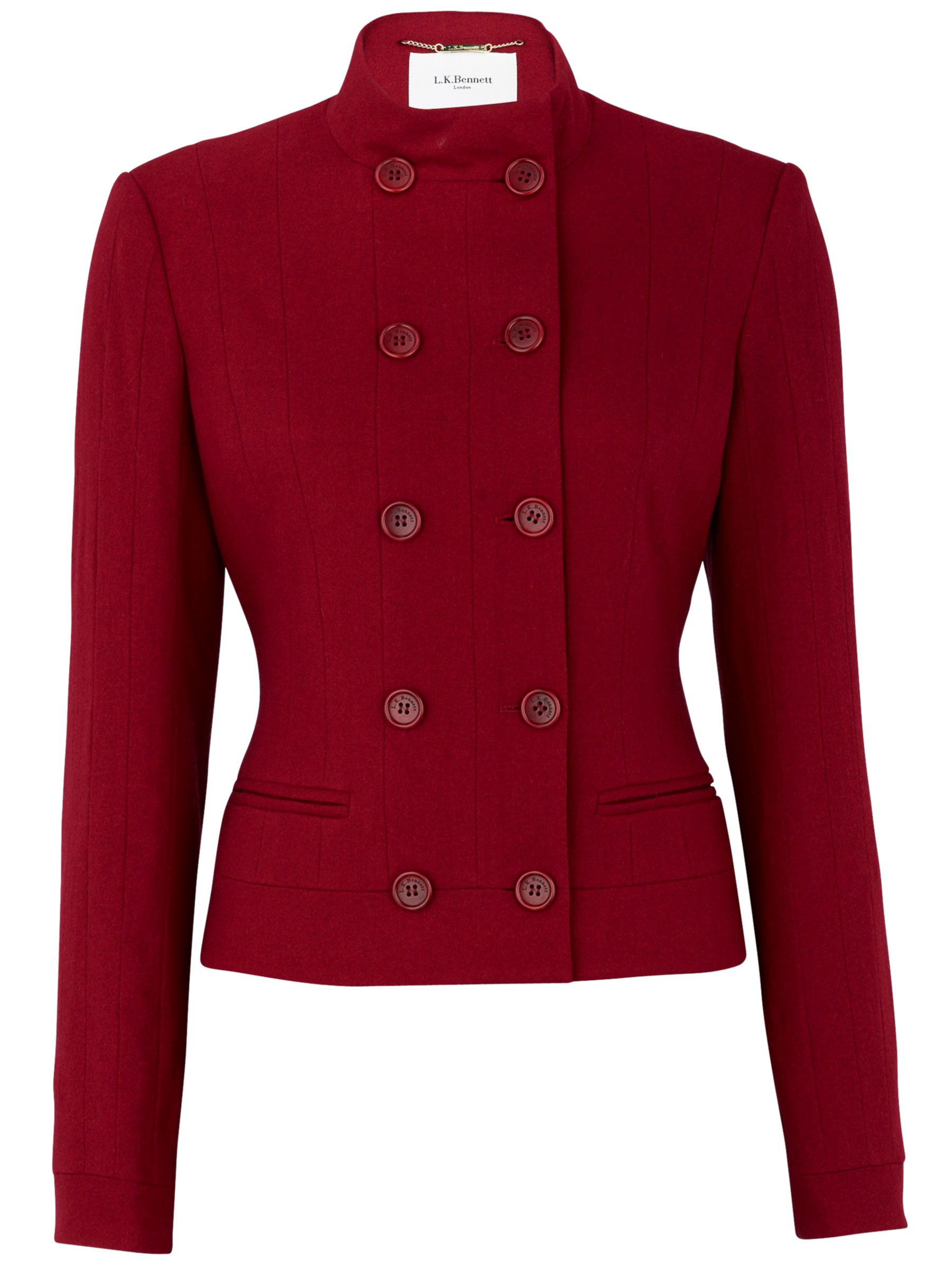 L.K. Bennett Parsons Wool Crepe Jacket, Crimson at John Lewis