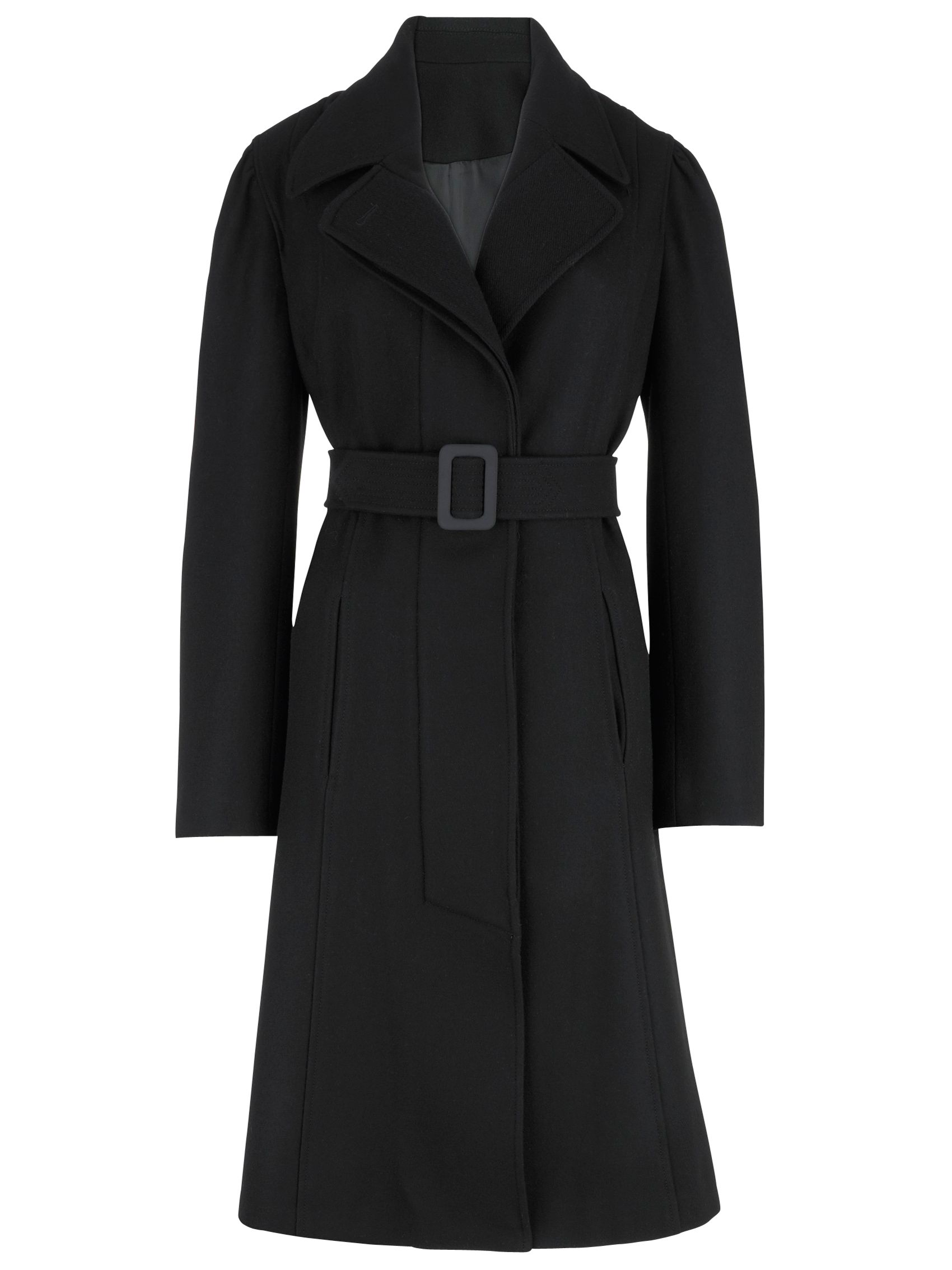 L.K. Bennett Benson Belted Wool Coat, Black at John Lewis