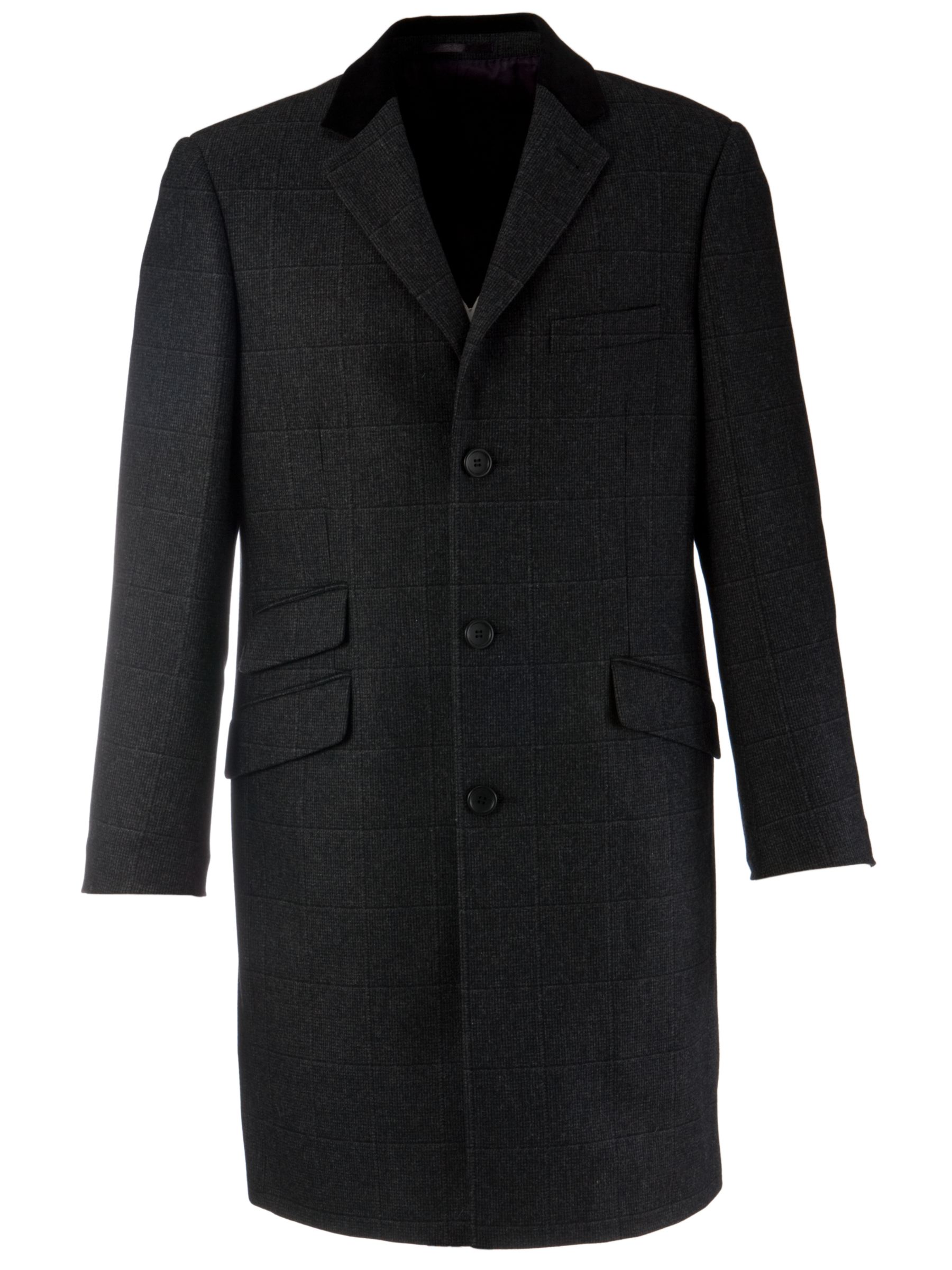 COLLECTION, John Lewis Men Check Coat, Grey at JohnLewis