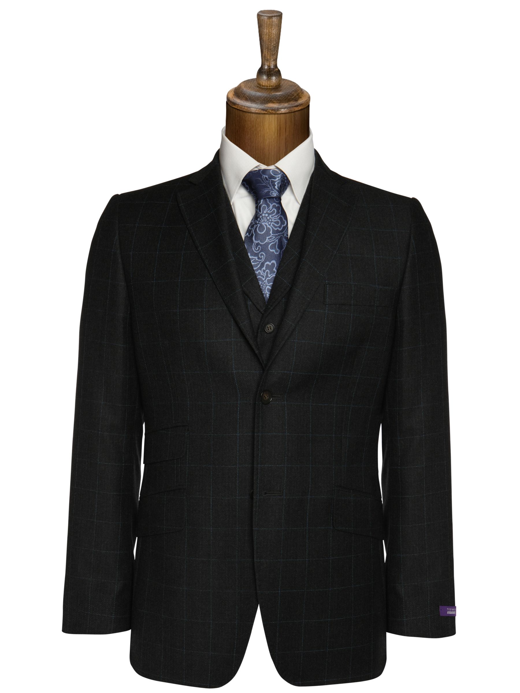 Ted Baker Mytho Over Check Jacket, Charcoal at JohnLewis