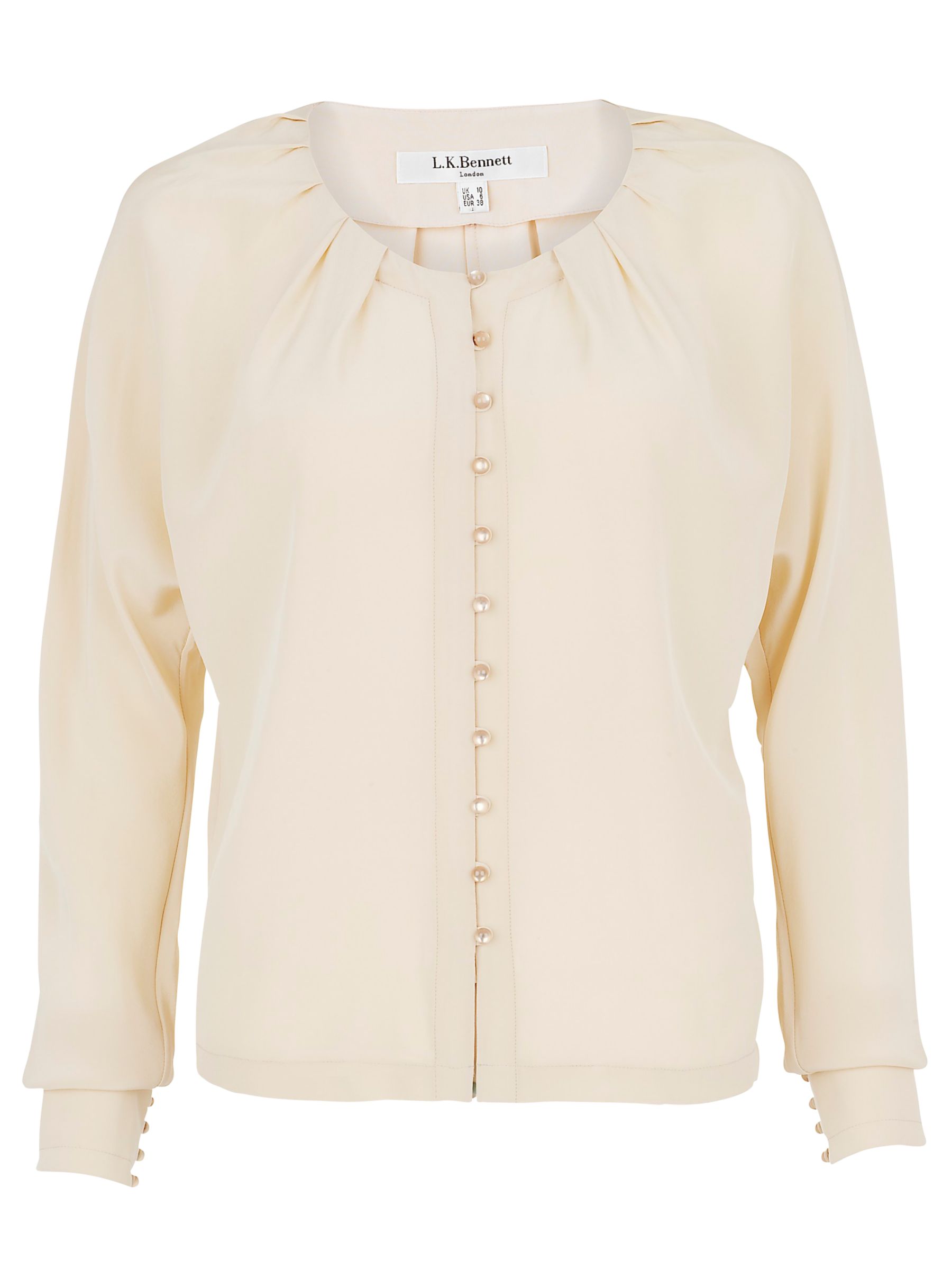 L.K. Bennett Eden Silk Blouse, Latte