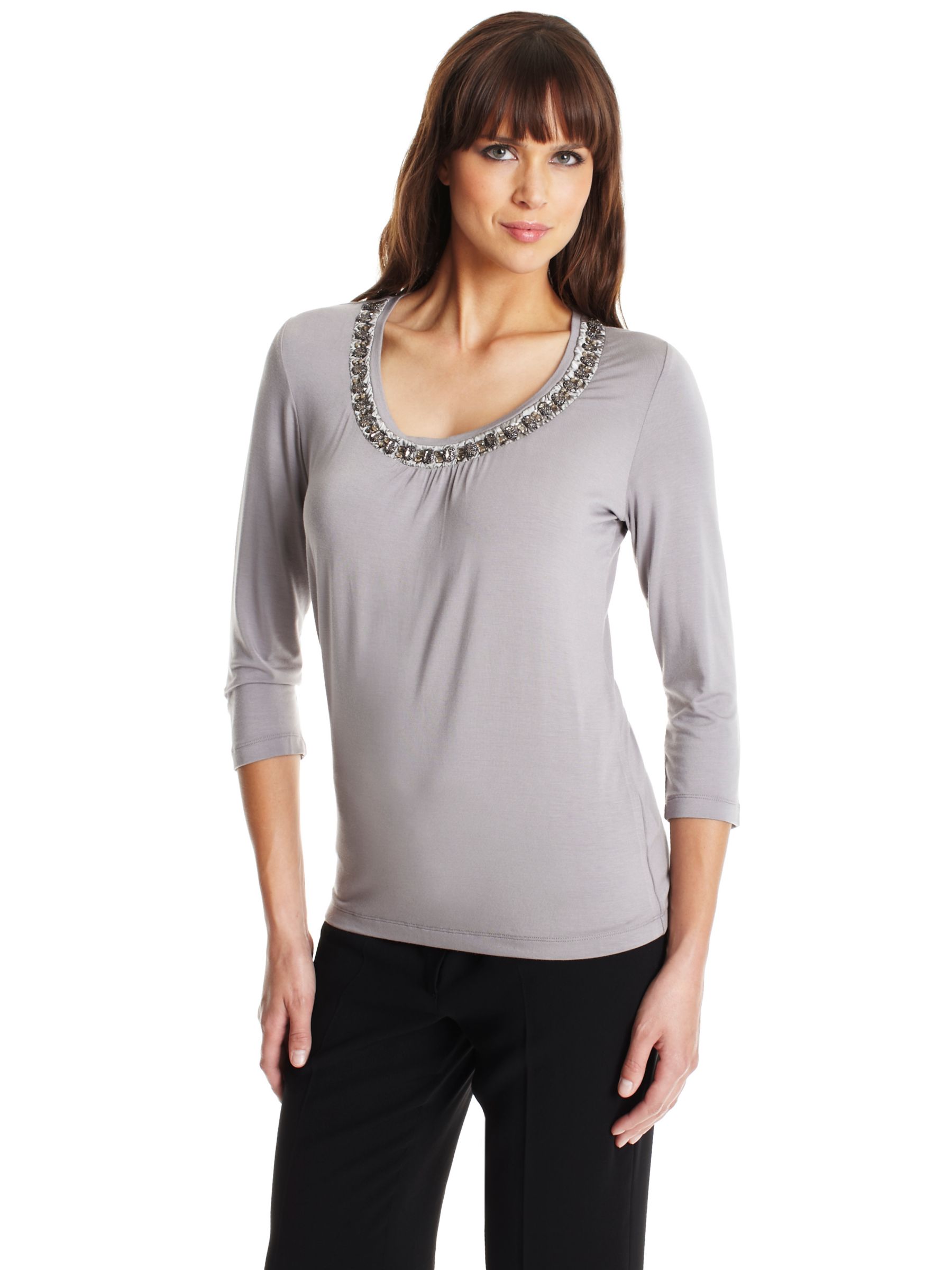 Embellished Neckline T-shirt,