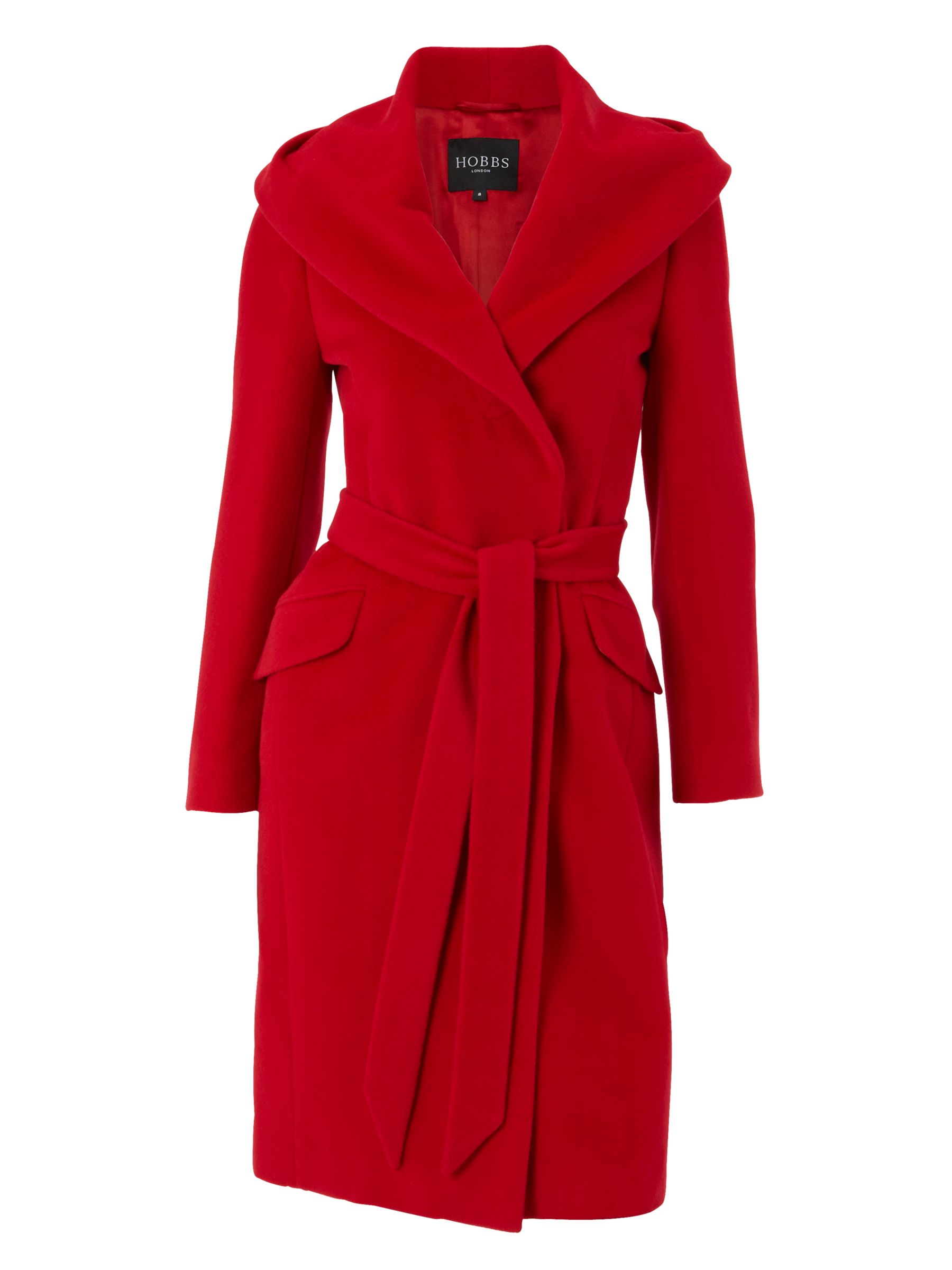 Hobbs Valence Angora Mix Coat, Scarlet Red at John Lewis