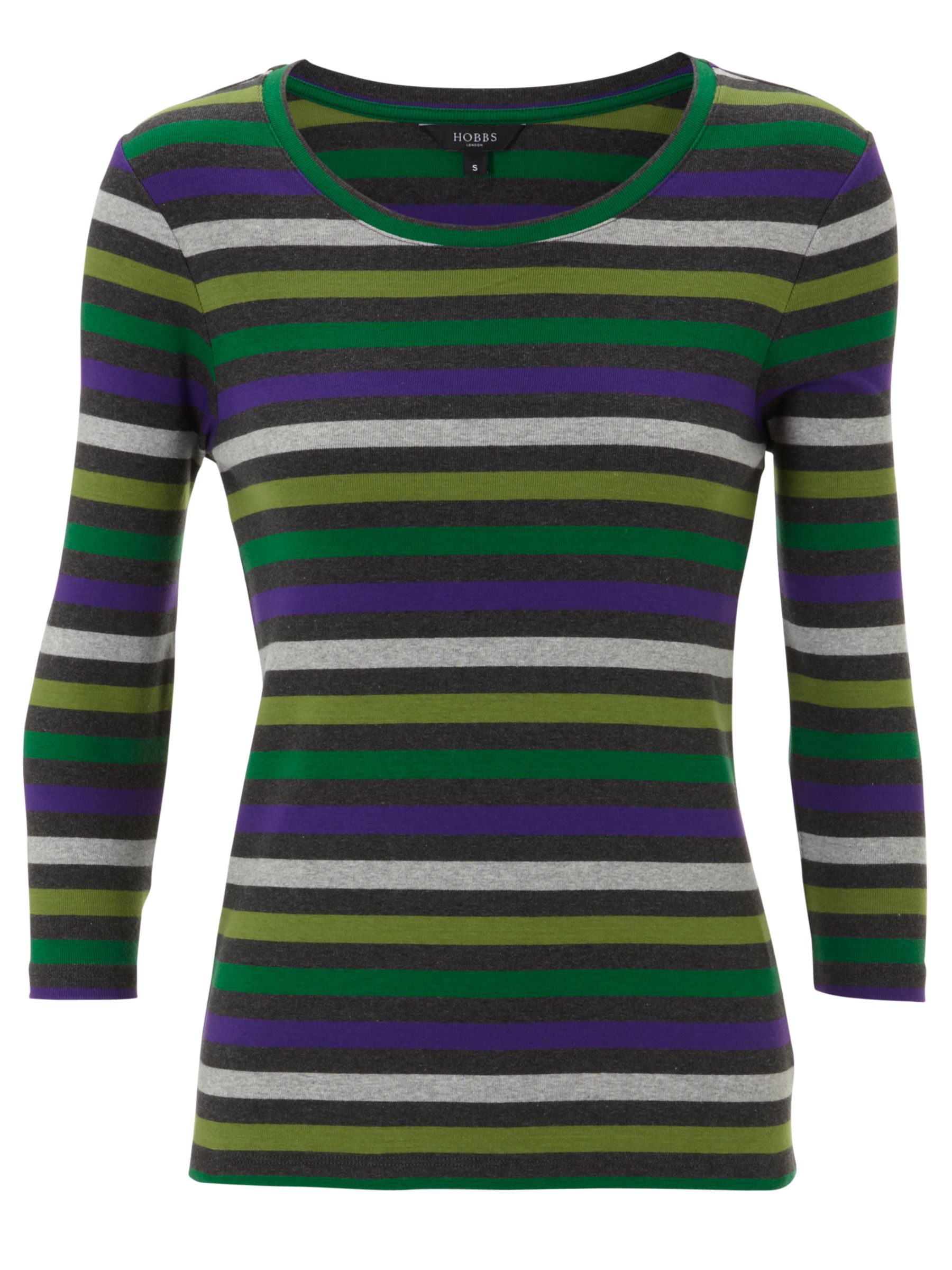 Hobbs Rebecca Stripe T-Shirt, Evergreen