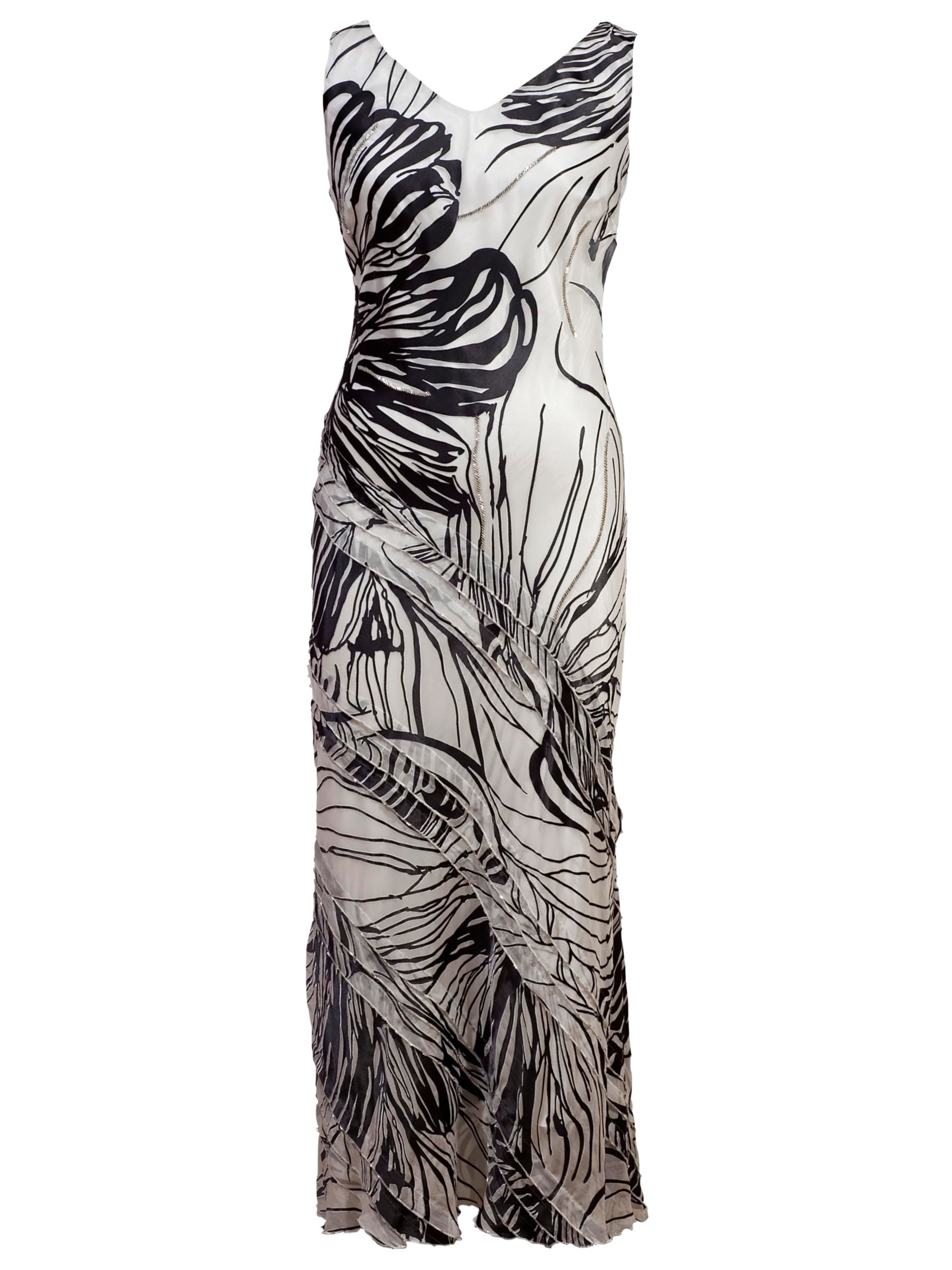 Chesca Abstract Floral Cinderella Dress, Ivory/Black at JohnLewis