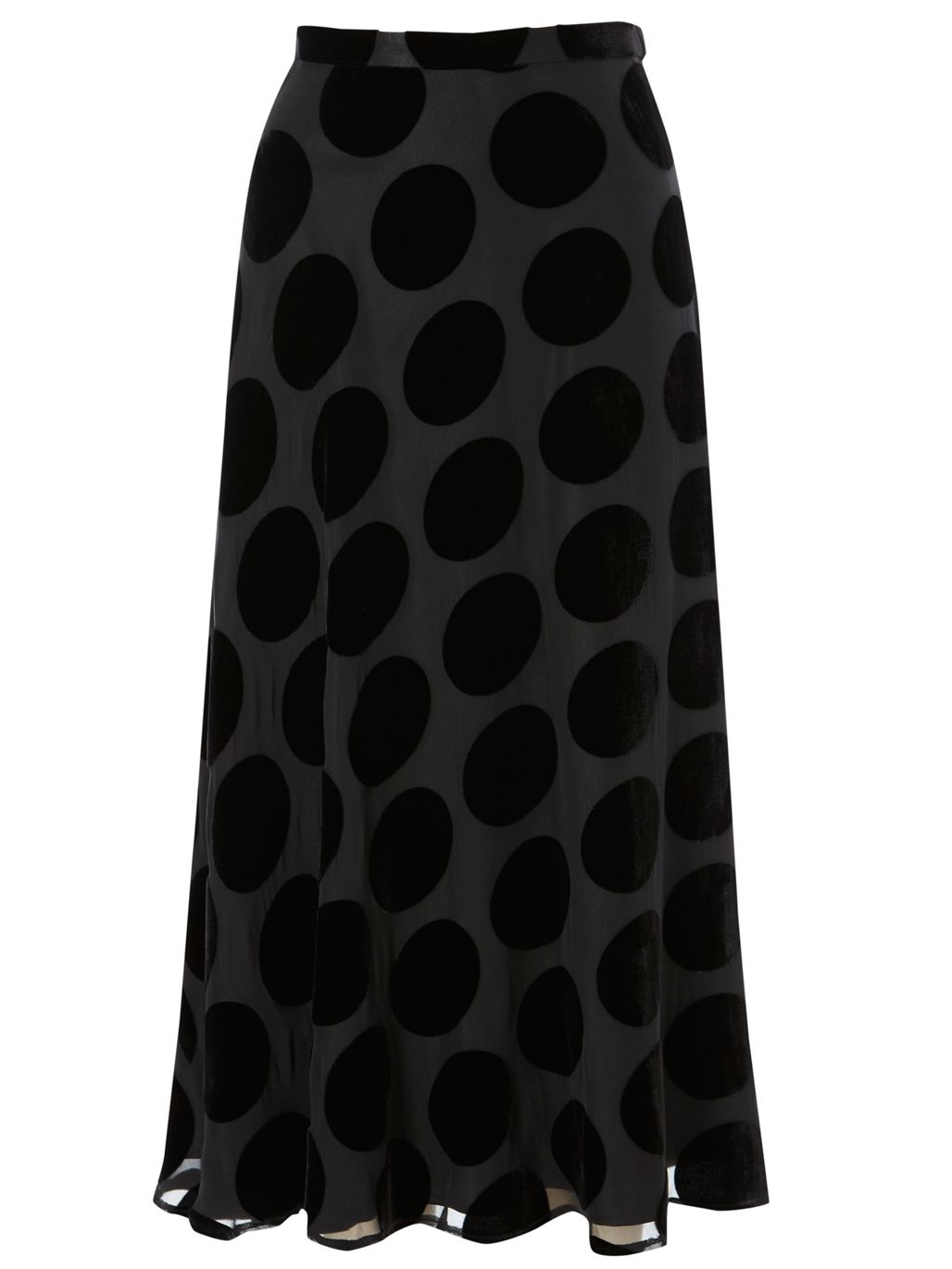 Viyella Spot Devore Skirt, Black at John Lewis