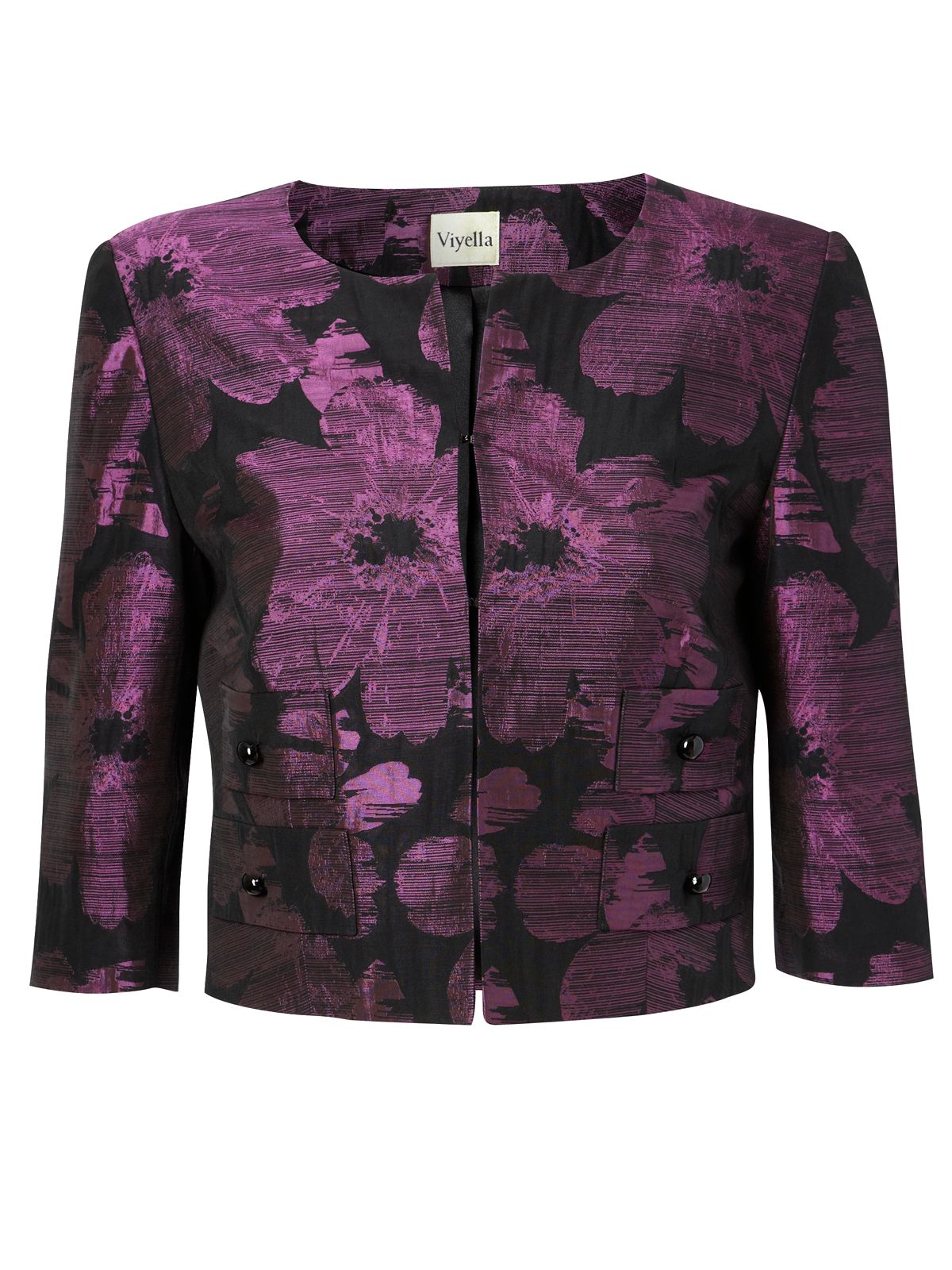 Viyella Jacquard Jacket, Magenta combo at John Lewis