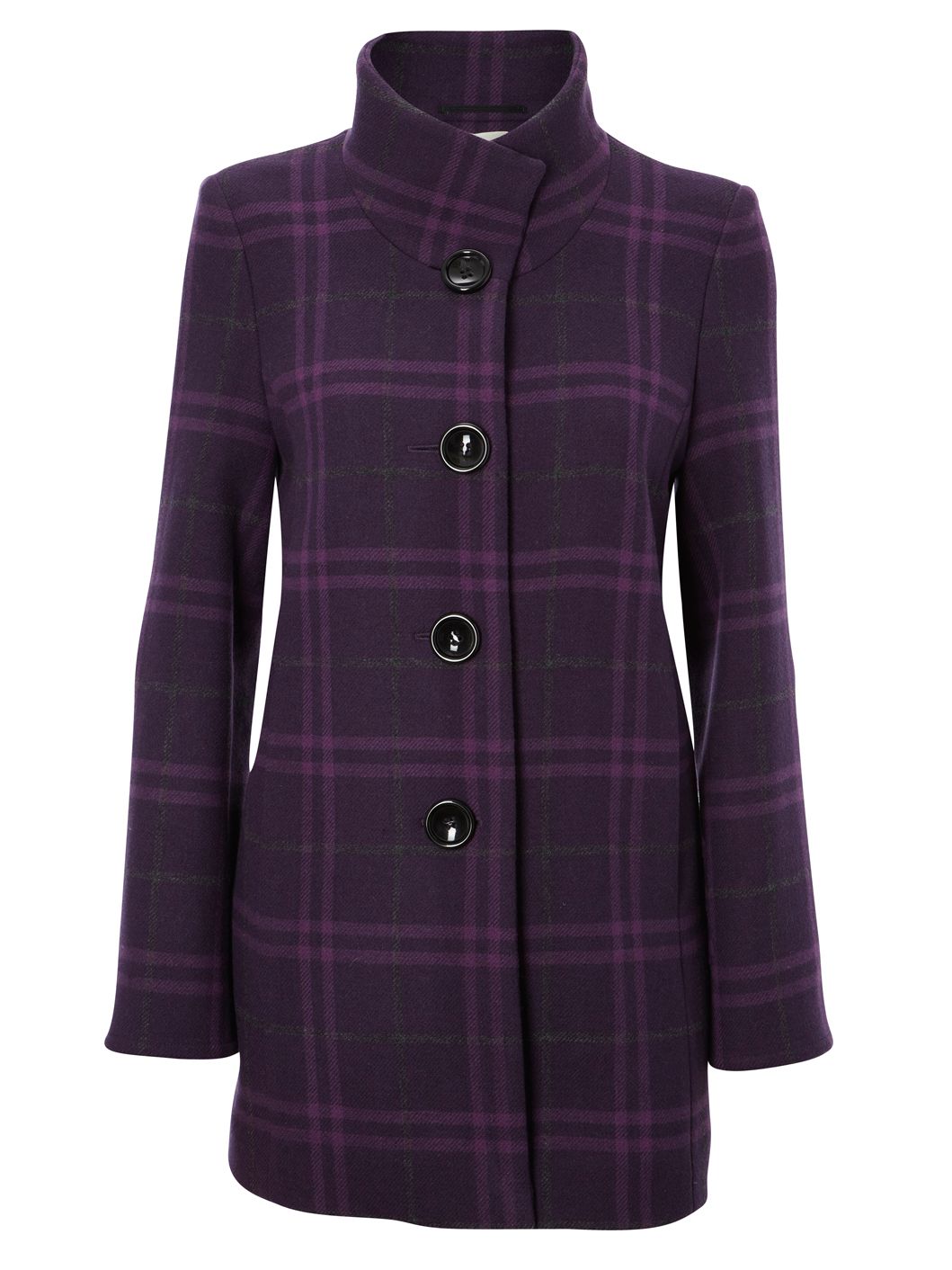 Viyella Check Double Face Coat, Purple at John Lewis