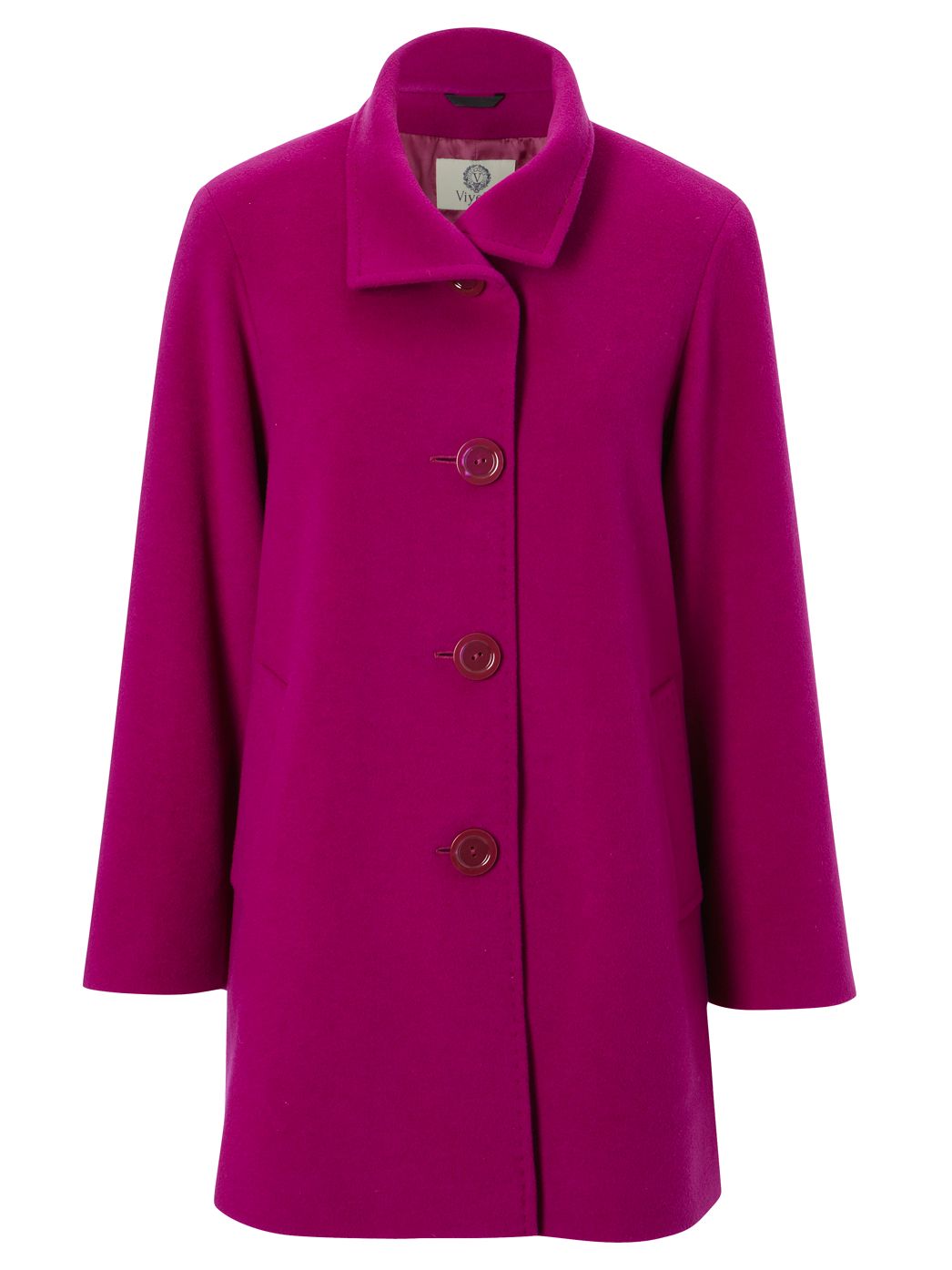 Viyella Funnel Neck Swing Coat, Magenta at John Lewis