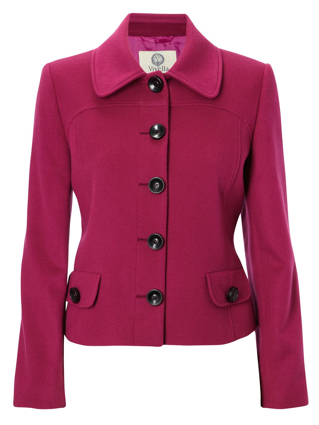 Viyella Button Through Teddy Jacket, Cranberry at John Lewis