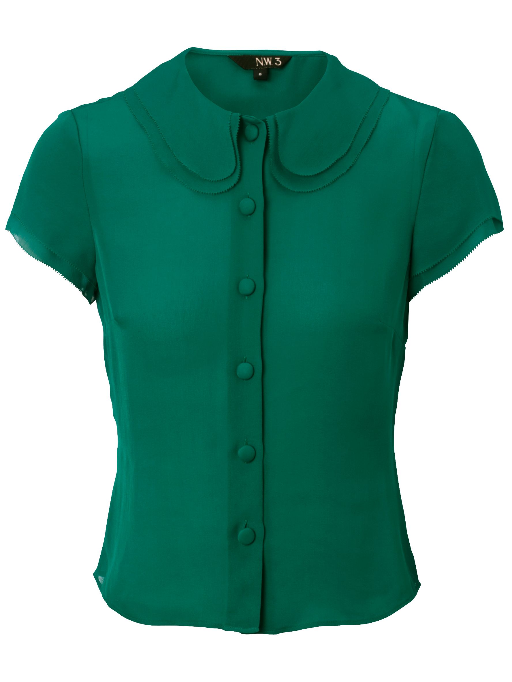 NW3 by Hobbs NW3 Double Collar Short Sleeve Blouse, Green